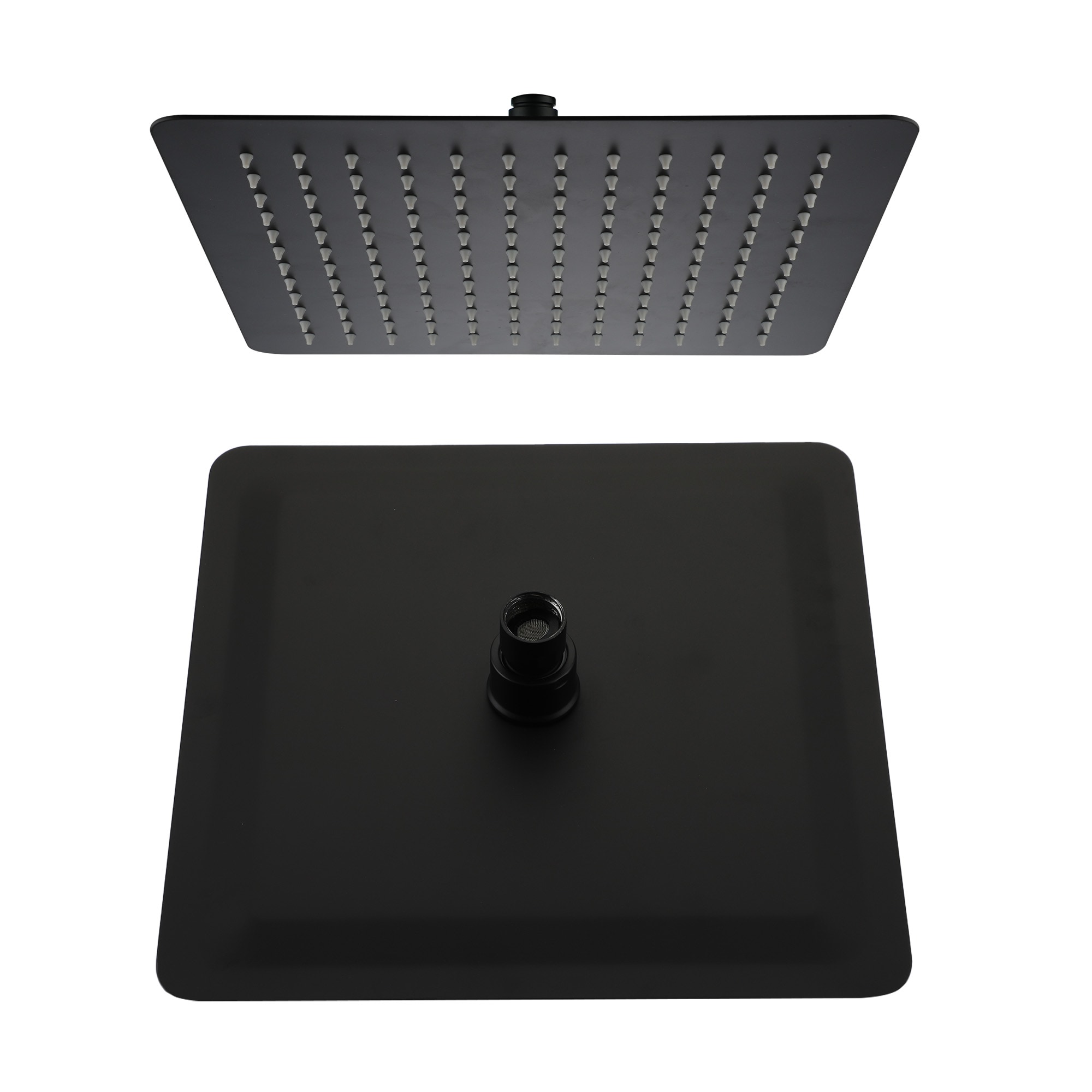LUCKY ONE MD-RB1205 1 -Spray Matte Black 12-in Square Rain High Pressure Shower Head 2.5 GPM