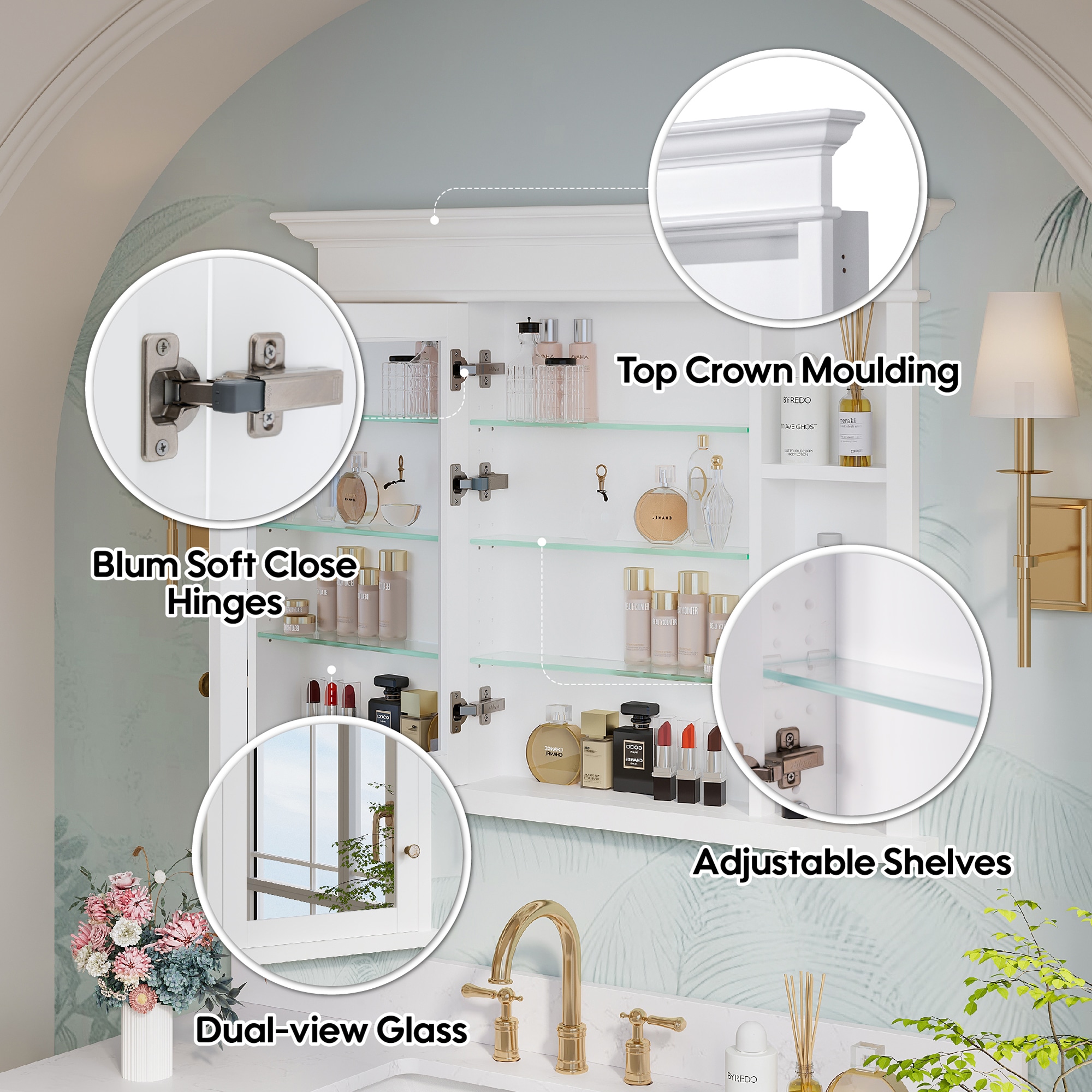 Forclover FMD4032A-WT Bathroom-Medicine-Cabinets - View #3