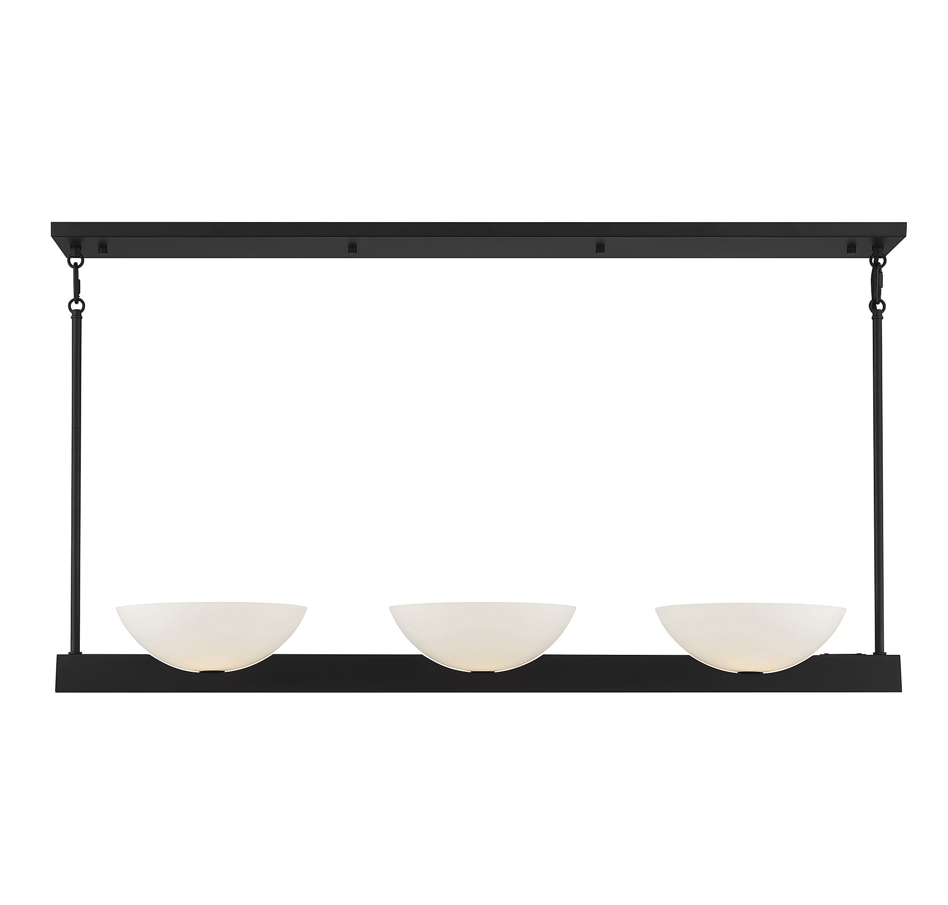 Matte Black Mid-Century Modern 3-Light Linear Chandelier