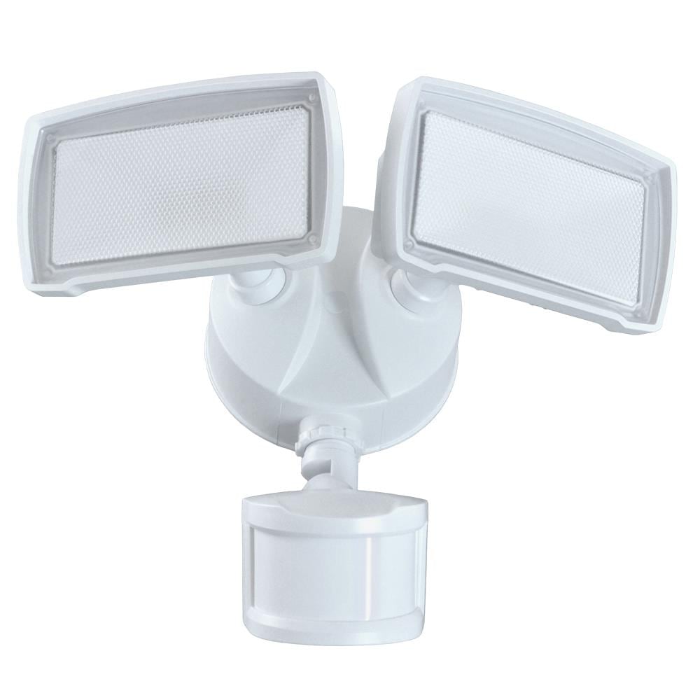 Earth Lighting 180-Degree 24-Watt Hardwired LED Textured White 2-Head Motion-Activated Flood Light with Timer 2138-Lumen in the Motion- Sensor Flood Lights department at Lowes.com
