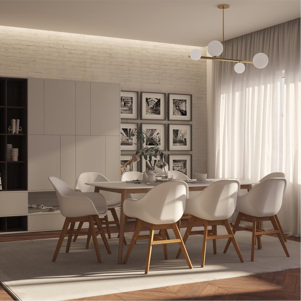 White Modern Dining Room Set with 4/6/8 Seats