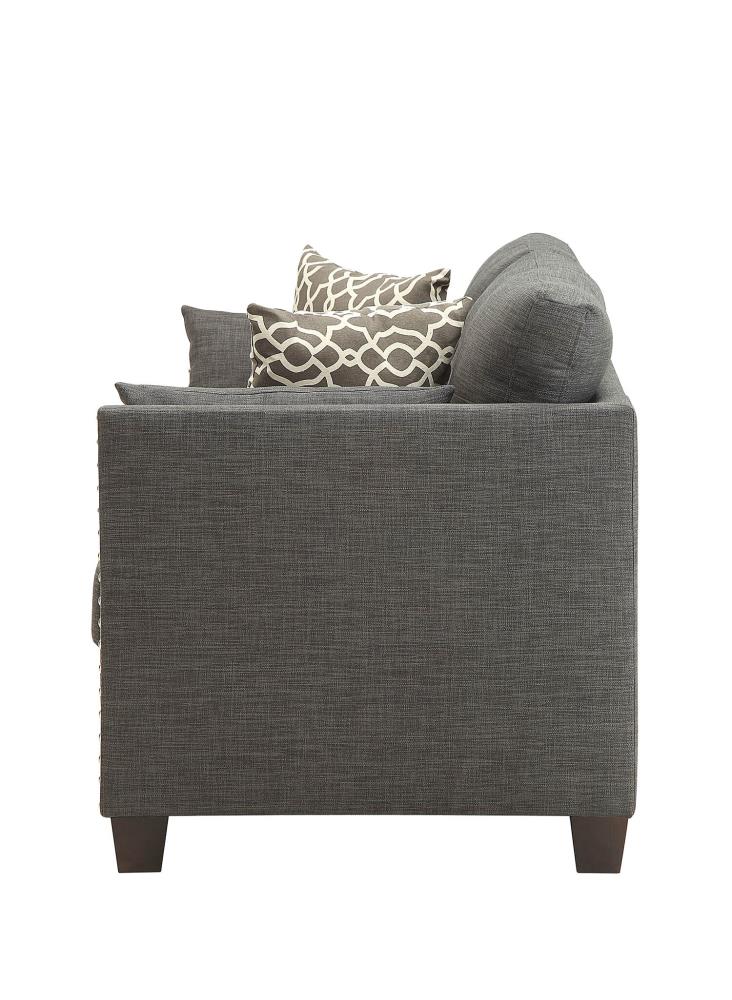 Laurissa 58" Gray Linen Tufted Loveseat with Nailhead Trim