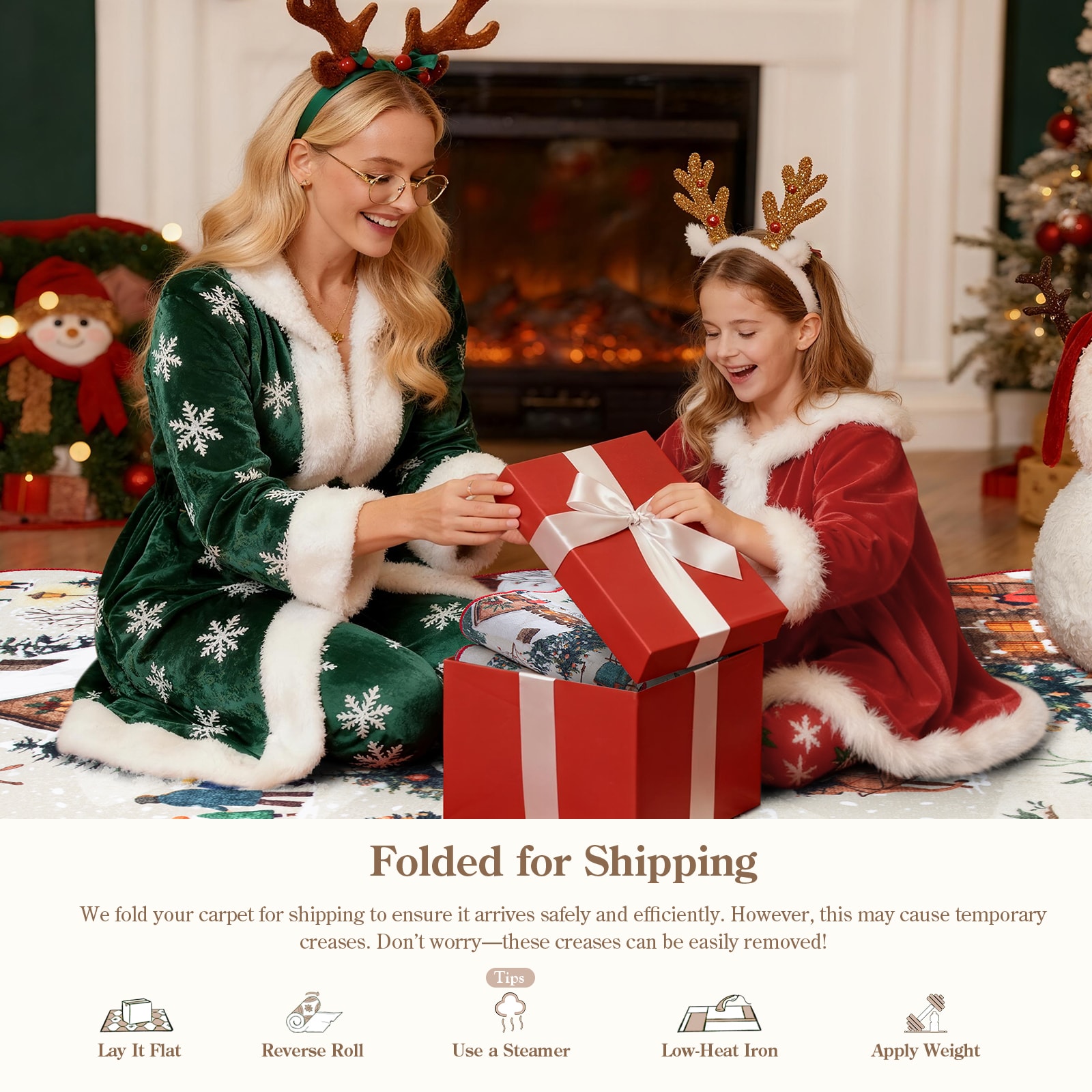 Lahome AR-DYR-684-BG3 3x5(ft) Beige Washable Christmas Holiday Non Slip Ultra Thin Soft Area Rug