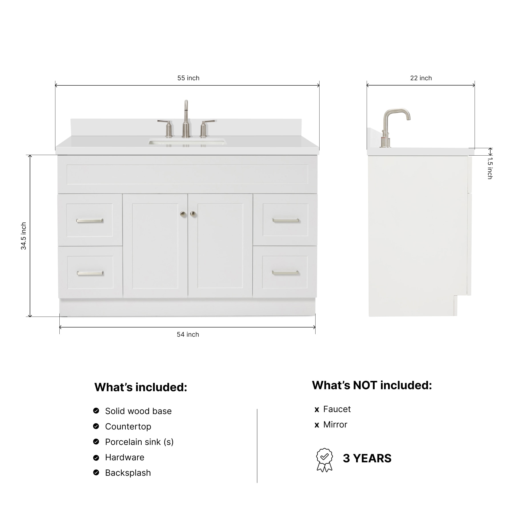 ARIEL F055SWQRVOWHT Bath-Vanity-Combo - View #3