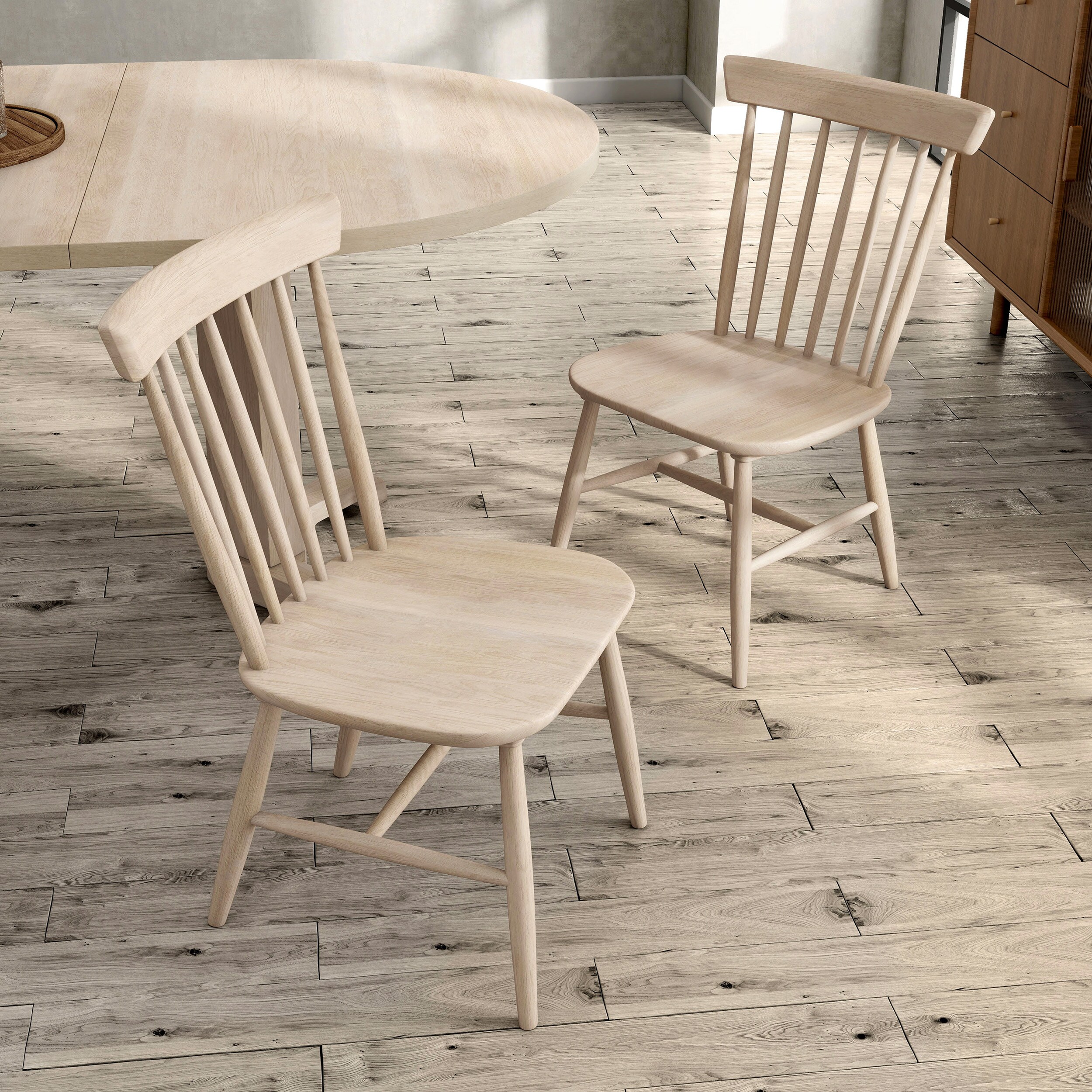White Oak High Back Windsor Side Chair Set
