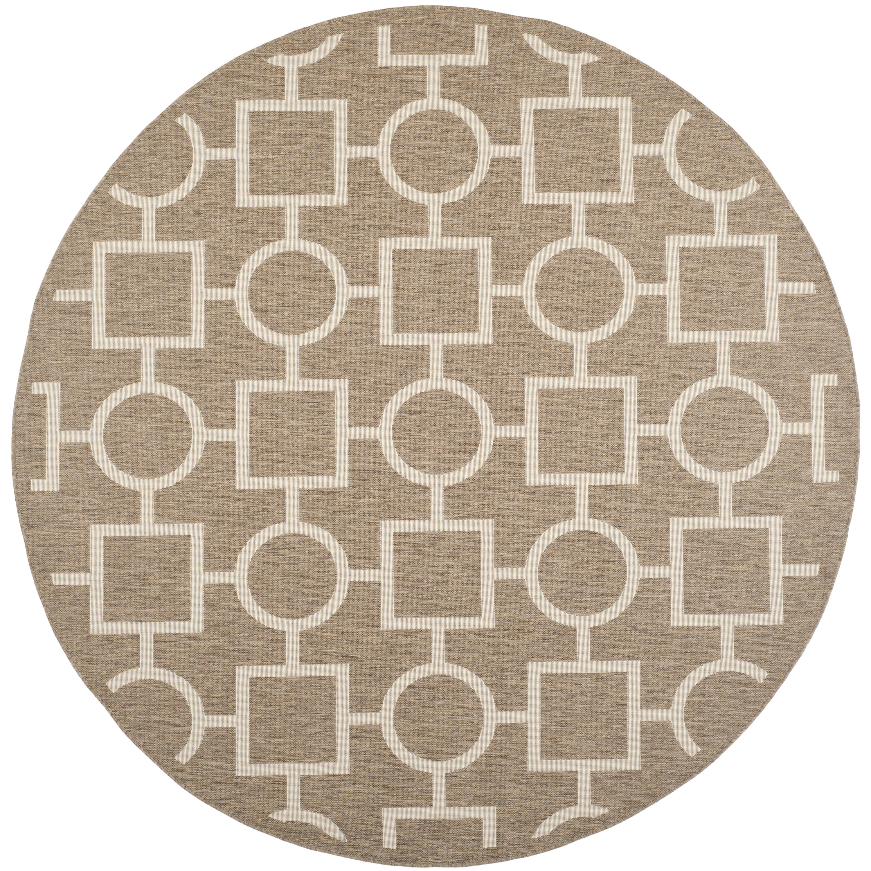 Safavieh CY6925-242-8R Courtyard Velin 8 x 8 (ft) Loomed Polypropylene Brown/Bone Round Indoor/Outdoor Geometric Coastal Area rug