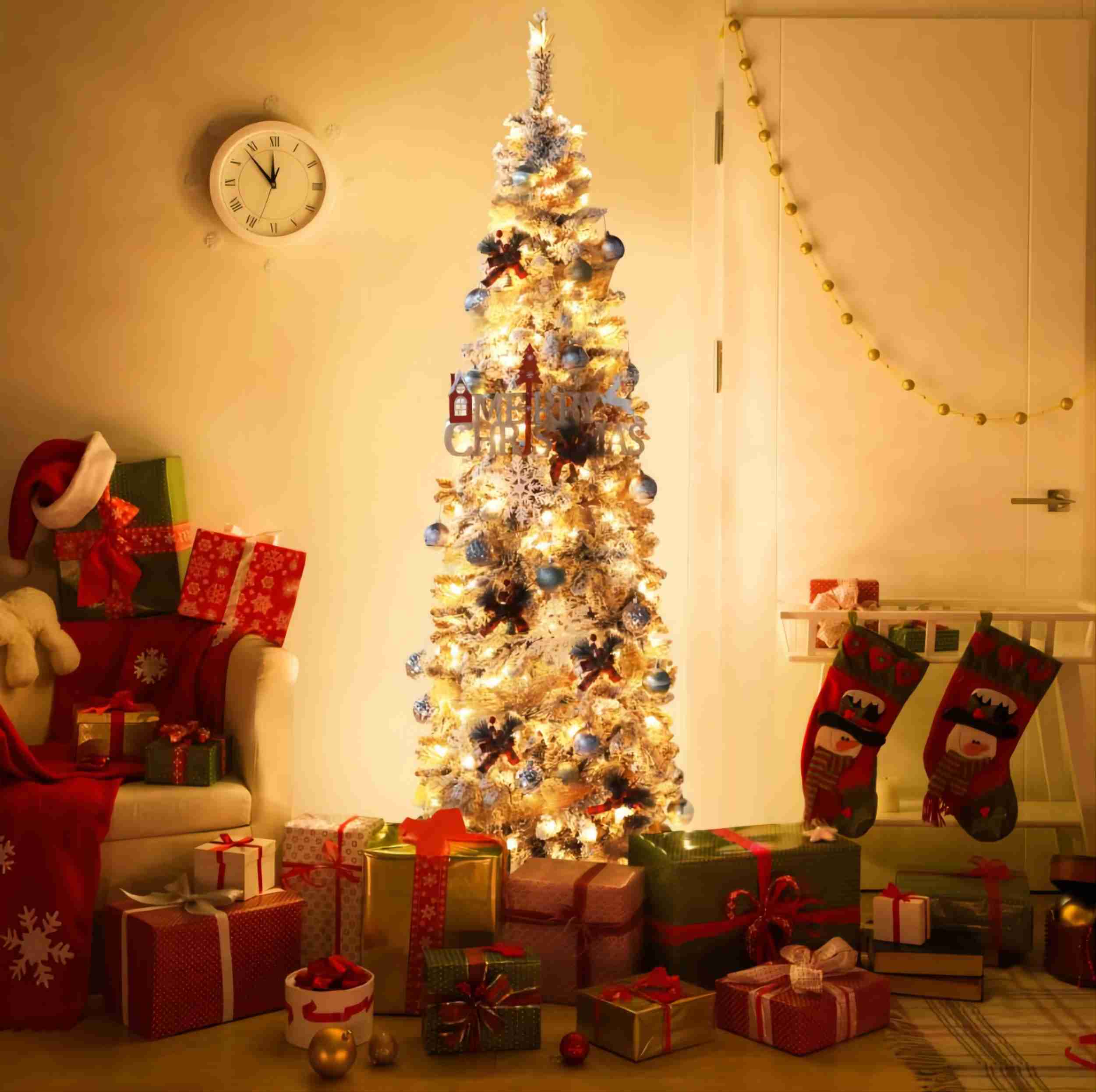 Black Christmas Area Rug for Living Room, Rectangular Indoor Carpet - 2'7  x 5', Winter Snowman Xmas Tree Snowflake Non-Skid Bathroom Mat Kitchen