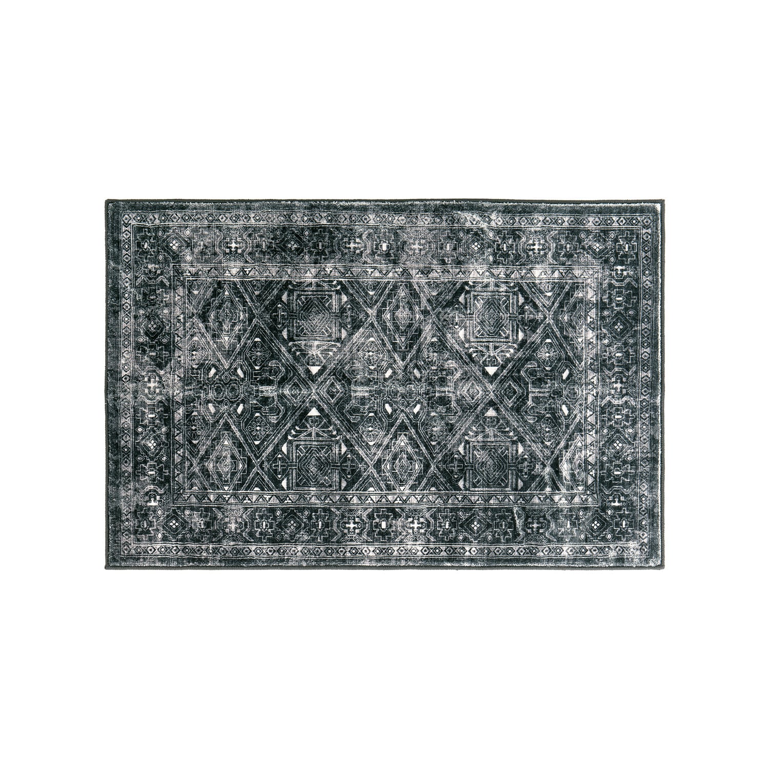 World Rug Gallery WR70BLACK2X3 Stanford 2 x 3 (ft) Flatweave Black Rectangular Indoor Distressed/Overdyed Oriental Machine washable Pet Friendly Area rug