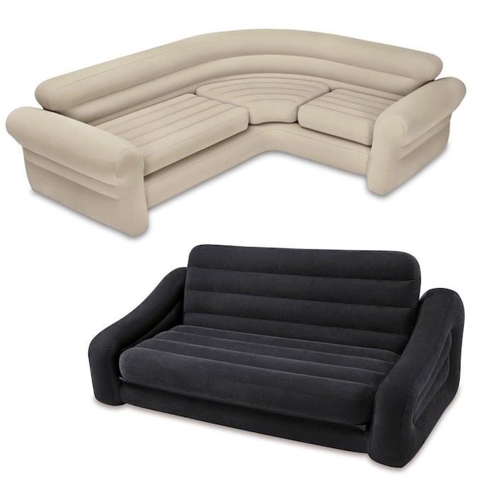 Intex Inflatable Corner Sectional Tan, Sectional With Queen Bed