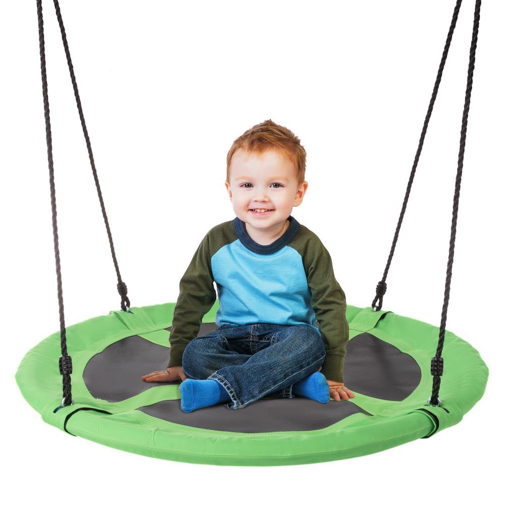 Squirrel Products Blue Disc Tree Swing with Rope for Outdoor Play 