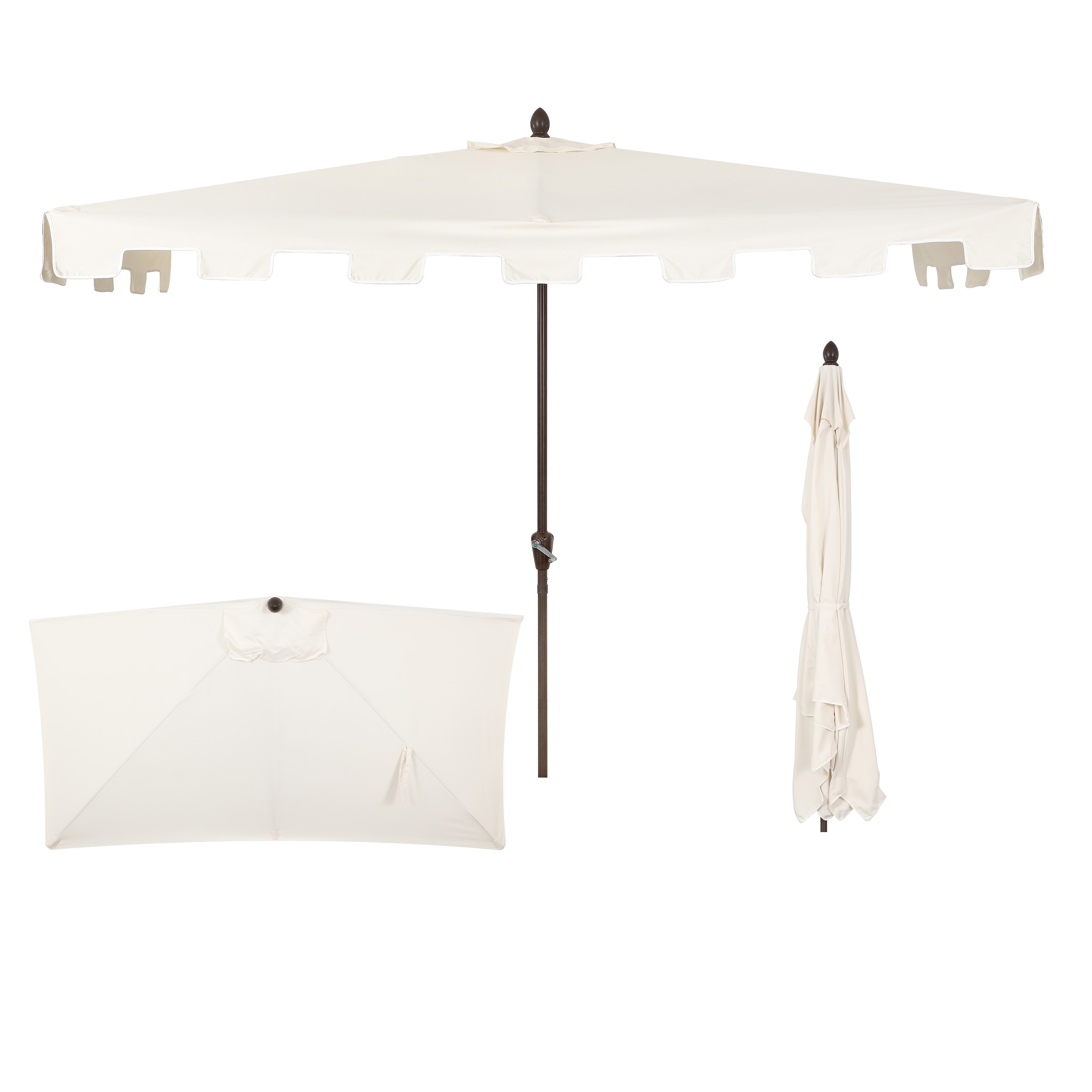 JONATHAN  Y UMB1200B 8.75-ft Aluminum Cream Crank Market Patio Umbrella