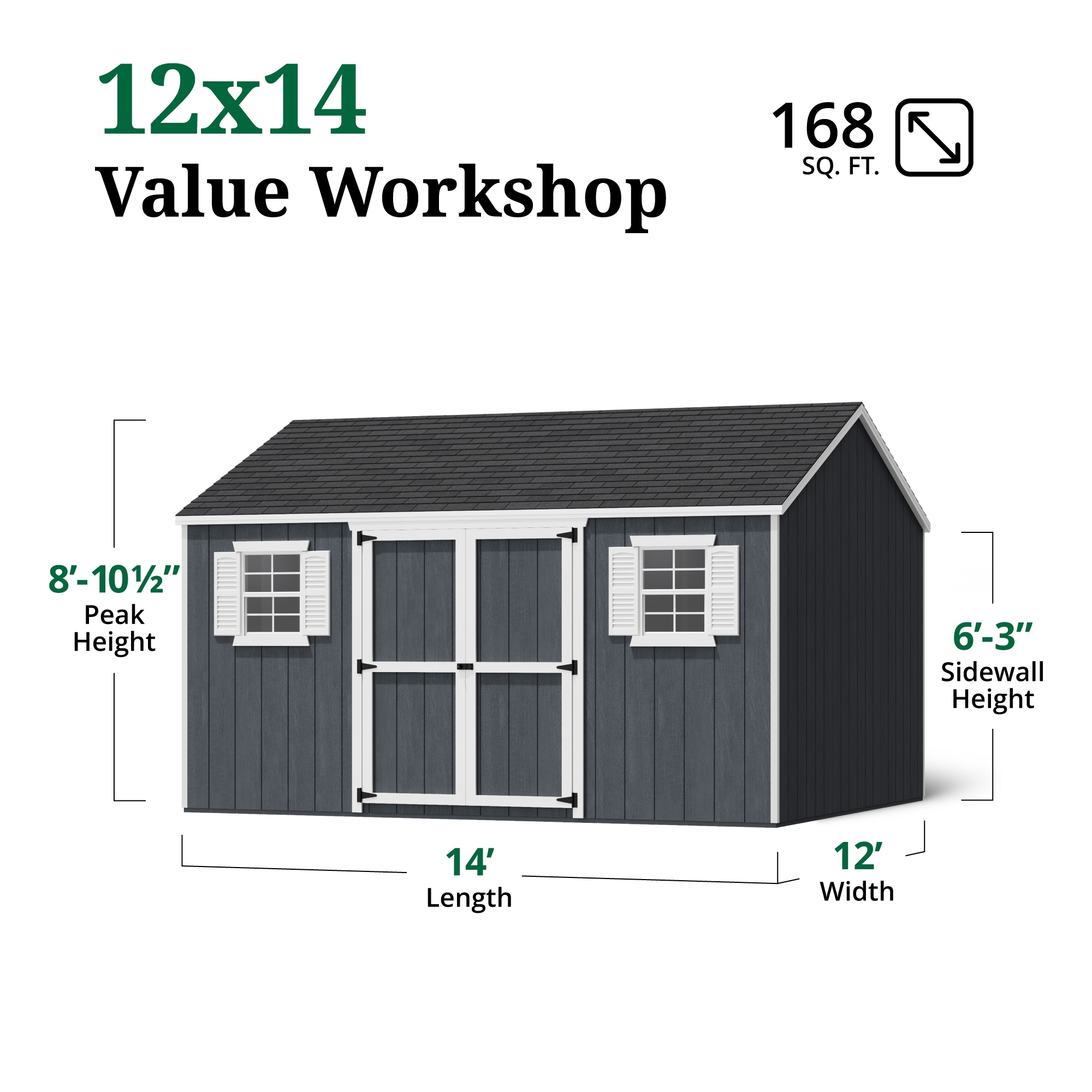 Little Cottage Co 12X14 VWS-PC Wood-Storage-Buildings - View #3