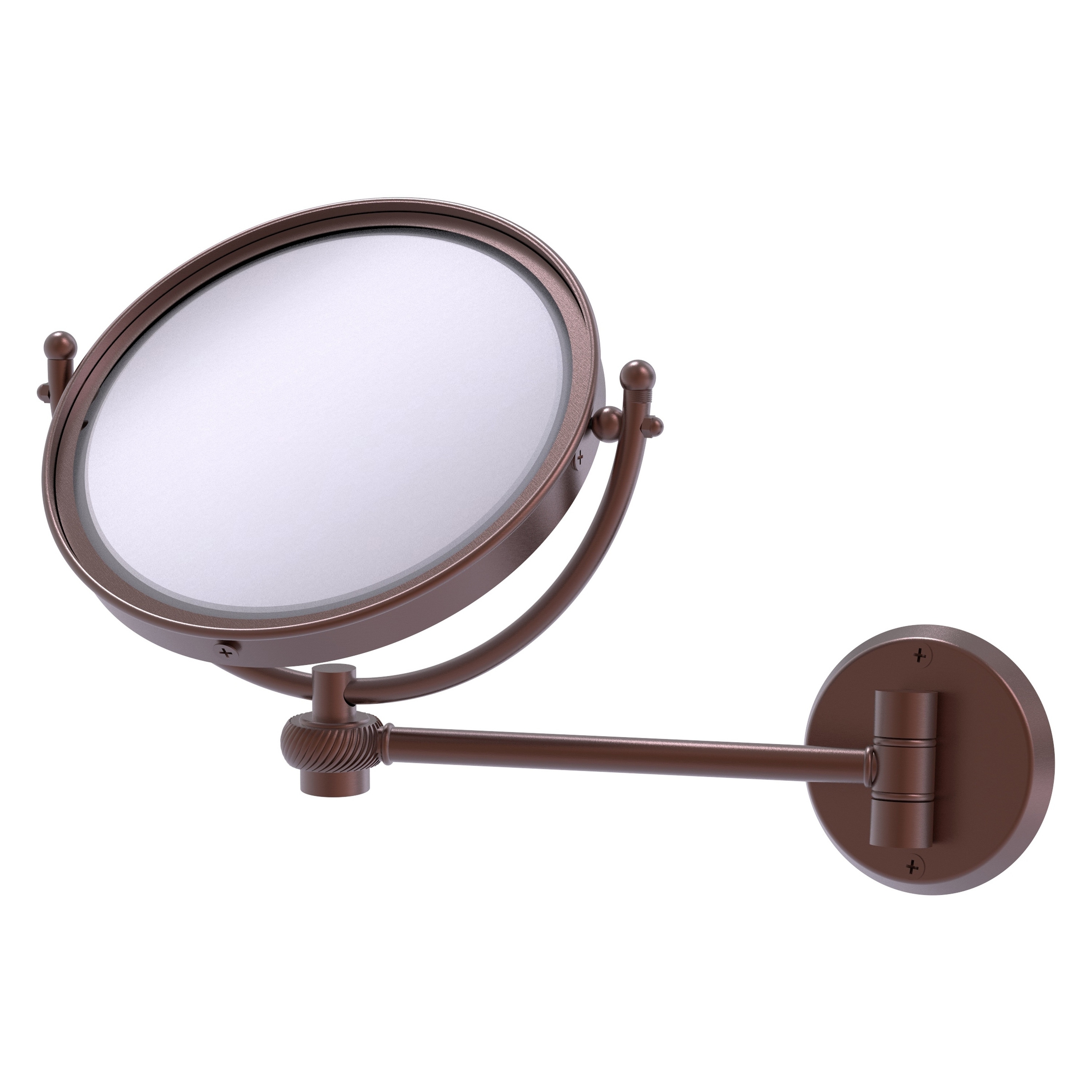 8-in x 10-in Antique Copper Double-sided 2X Magnifying Wall-mounted Vanity Mirror | - Allied Brass WM-5T/2X-CA