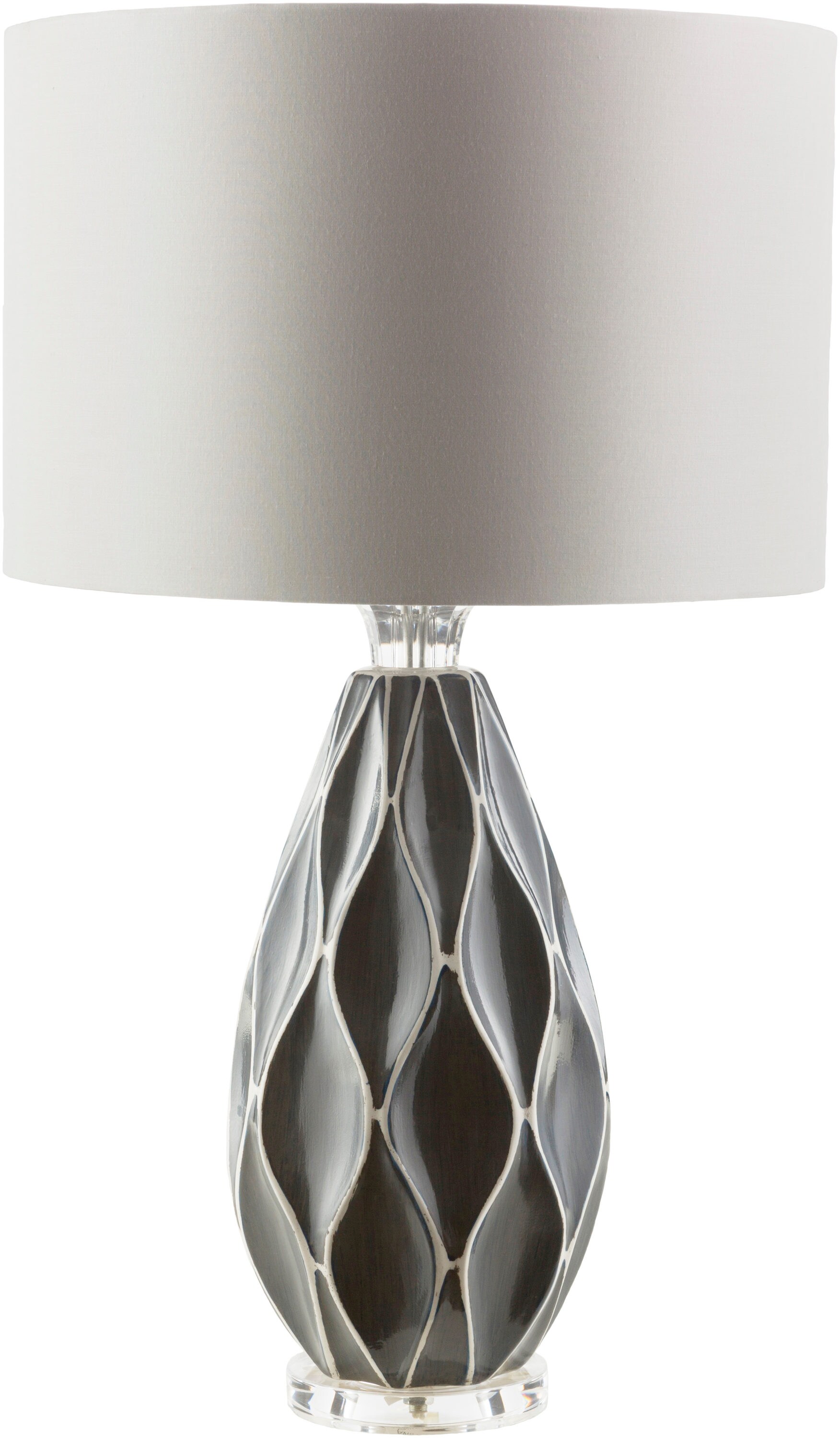 Surya BTH420-TBL Bethany 27.5-in Medium Gray On/Off switch Table Lamp with Fabric Shade