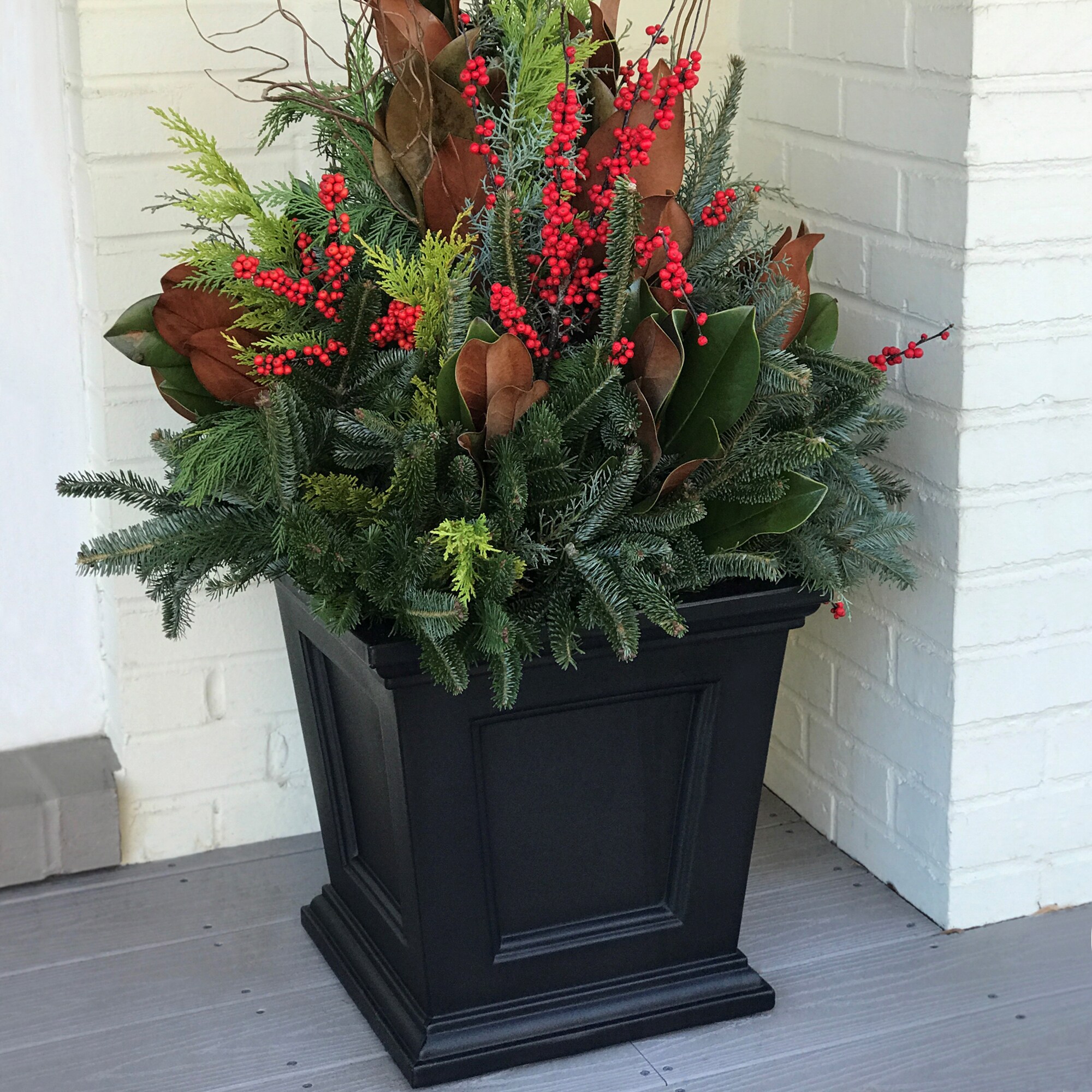Black 17" Self-Watering Square Resin Planter