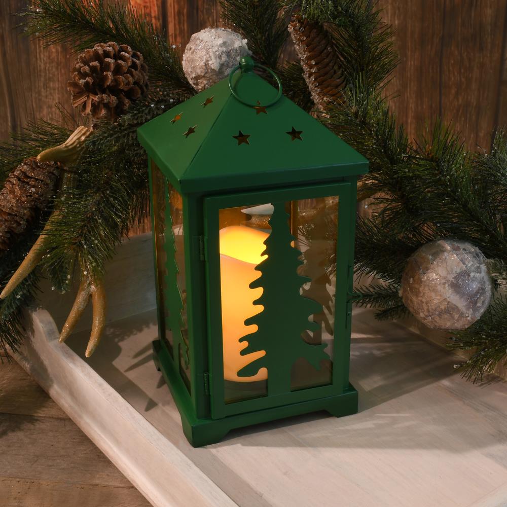 Metal Lantern with Battery-Operated Candle - 19 Black - LumaBase