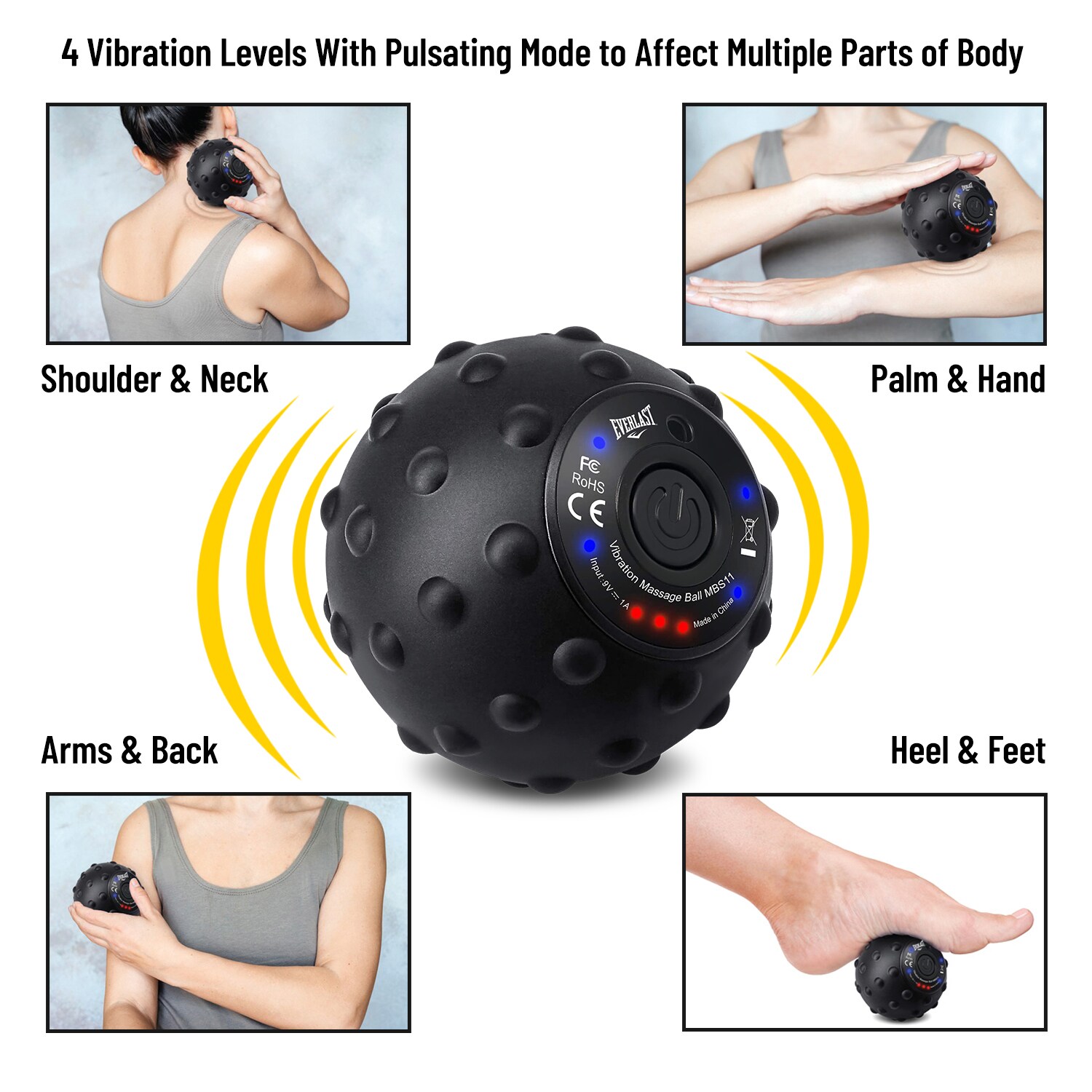 Athletic Works 3-Speed Vibrating Fitness Foam Roller, Rechargeable, Deep Tissue Massage, Black