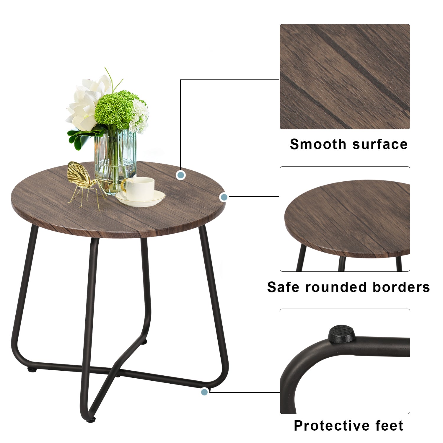 Vecelo LOE-XJM-ST08-BRN End-Tables - View #2