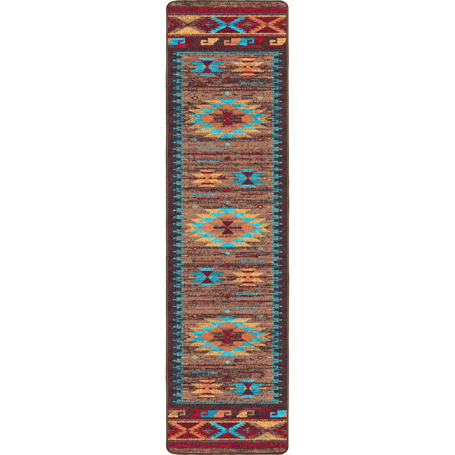 American Dakota 0646TUR217 2 x 8 (ft) Tufted Nylon Turquoise Rectangular Indoor Southwestern Area rug