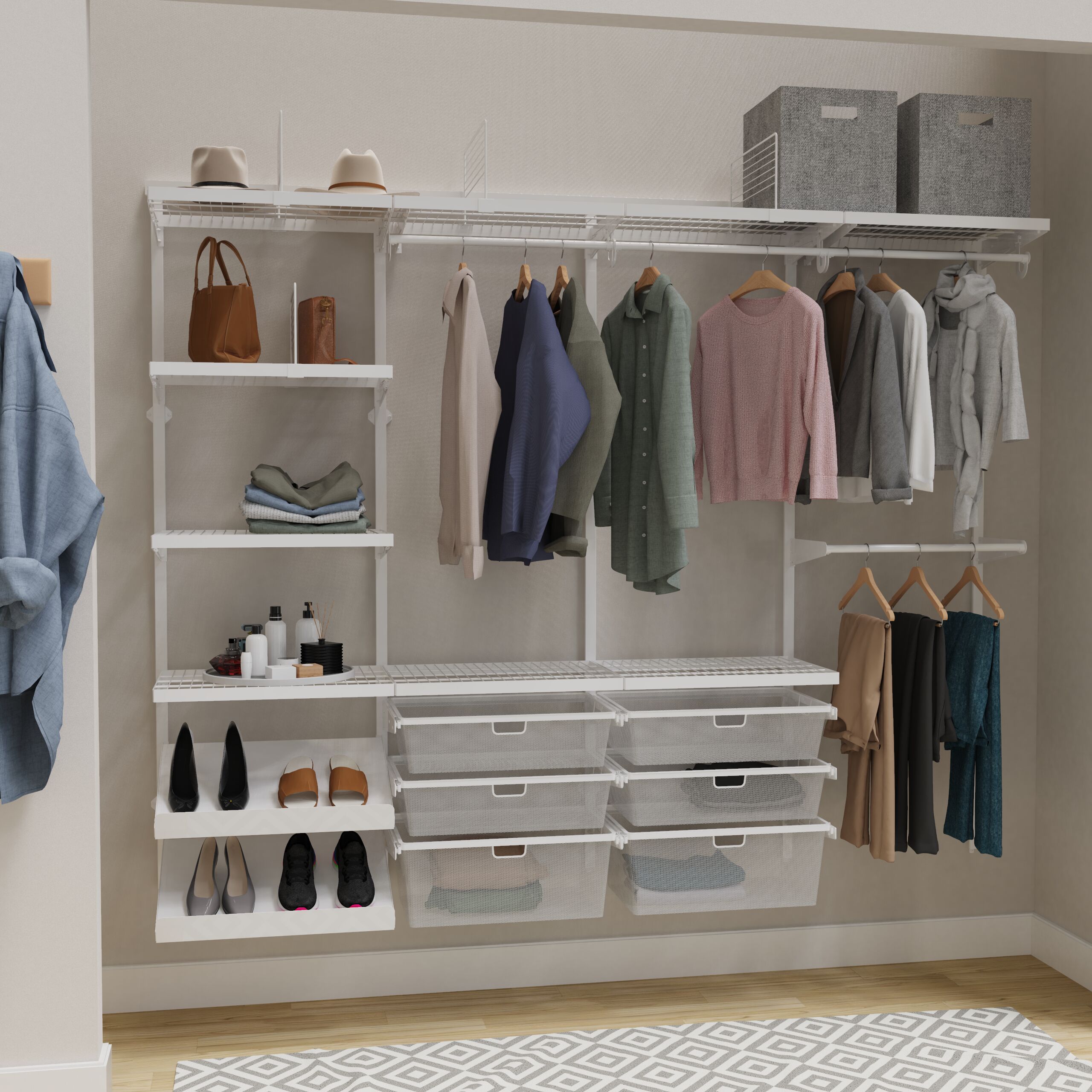 Shop Origin 21 Edda 8-ft Wire Closet with Mesh Drawers and Shelves ...