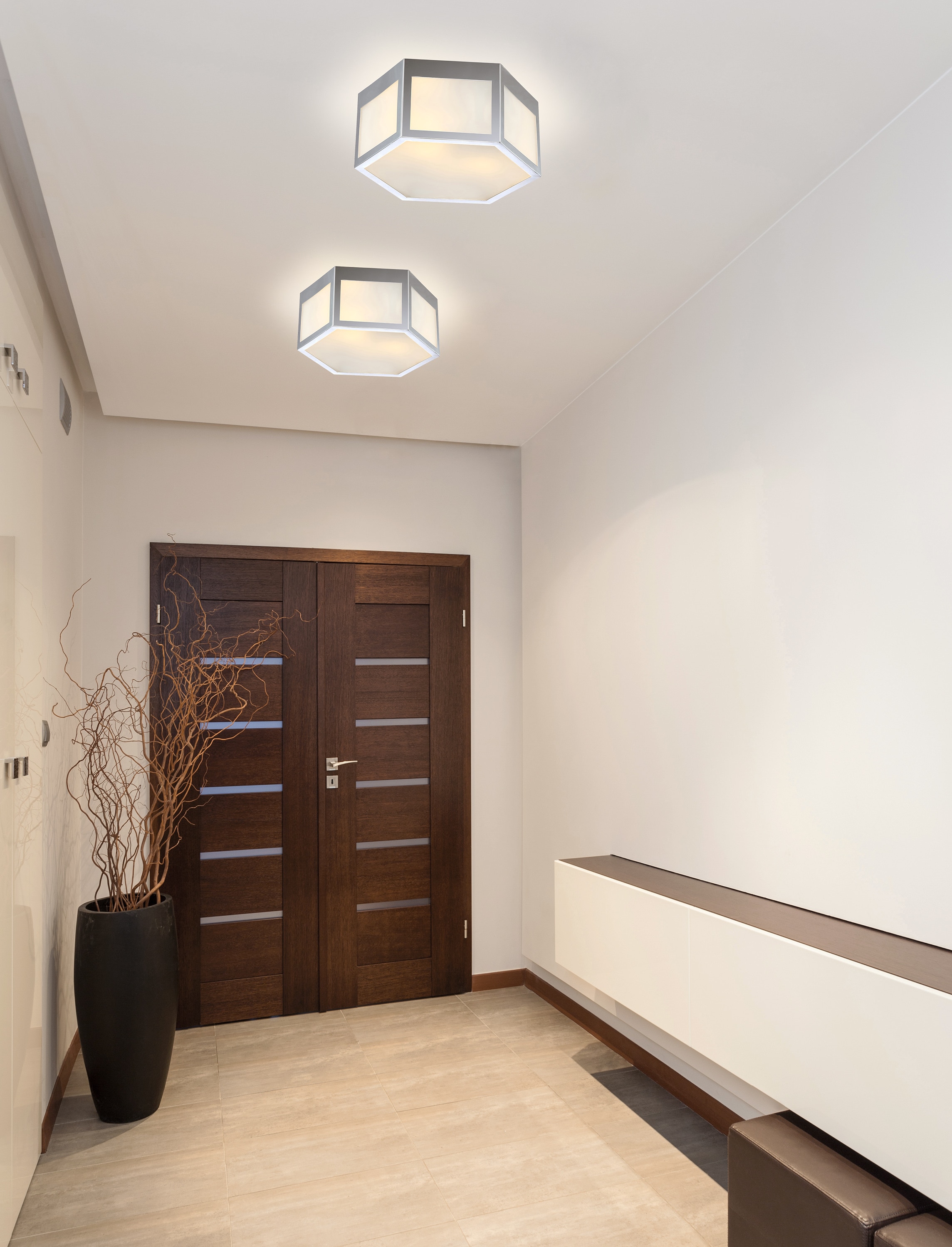 Moderno Classic 15.75" Chrome Hexagon LED Flush Mount