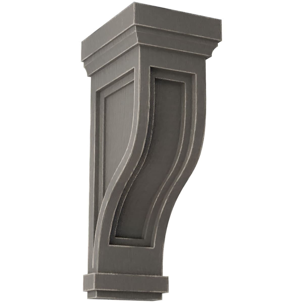 Ekena Millwork CORWD06X06X14TRGY 6.5-in x 6.5-in x 14-in Vintage Decor Finished Rubberwood Gray Wood Paintable/Stainable Corbel