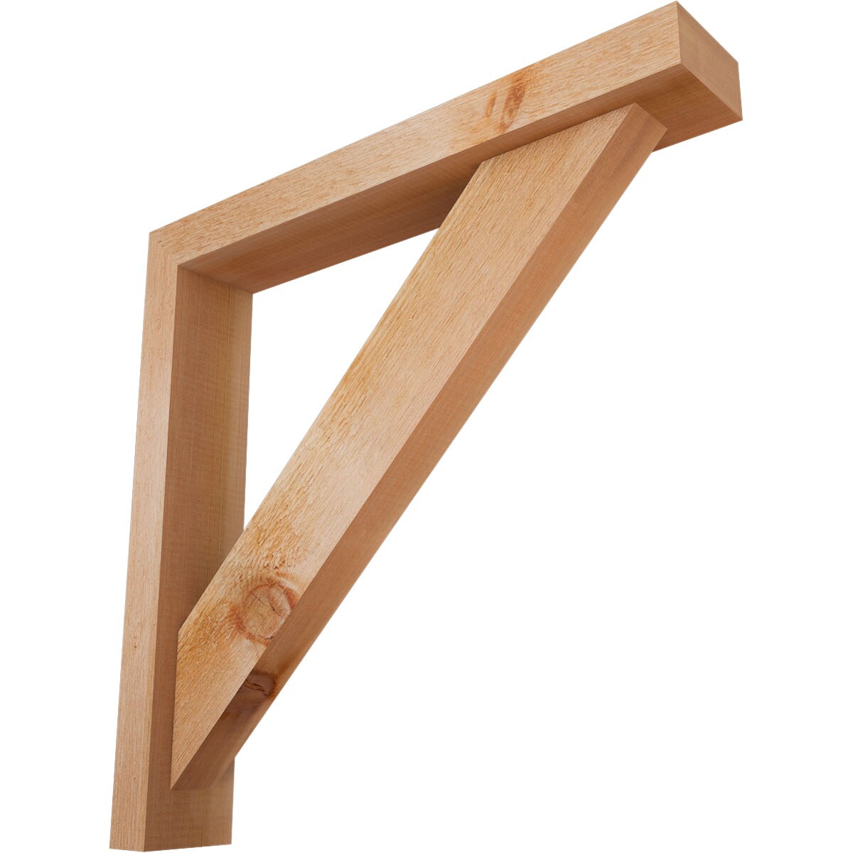 Ekena Millwork 1464723 Traditional Block Rough Sawn Bracket with Offset Brace 4-in x 24-in x 24-in Western red cedar Brown Wood Standard bracket