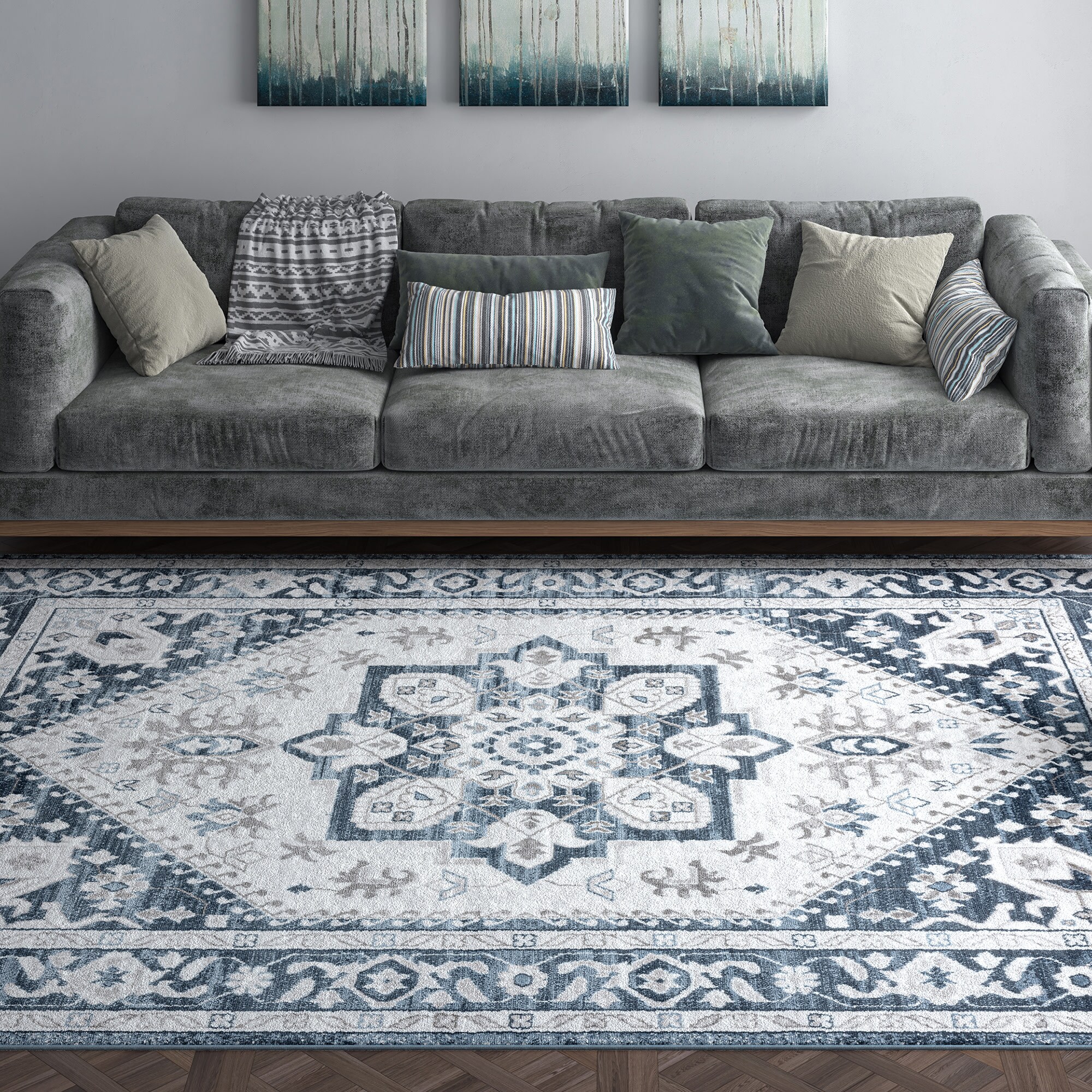 Tayse NEX2201 4X6 Nexus 4 x 6 (ft) Loomed Polypropylene Blue Rectangular Indoor Area rug
