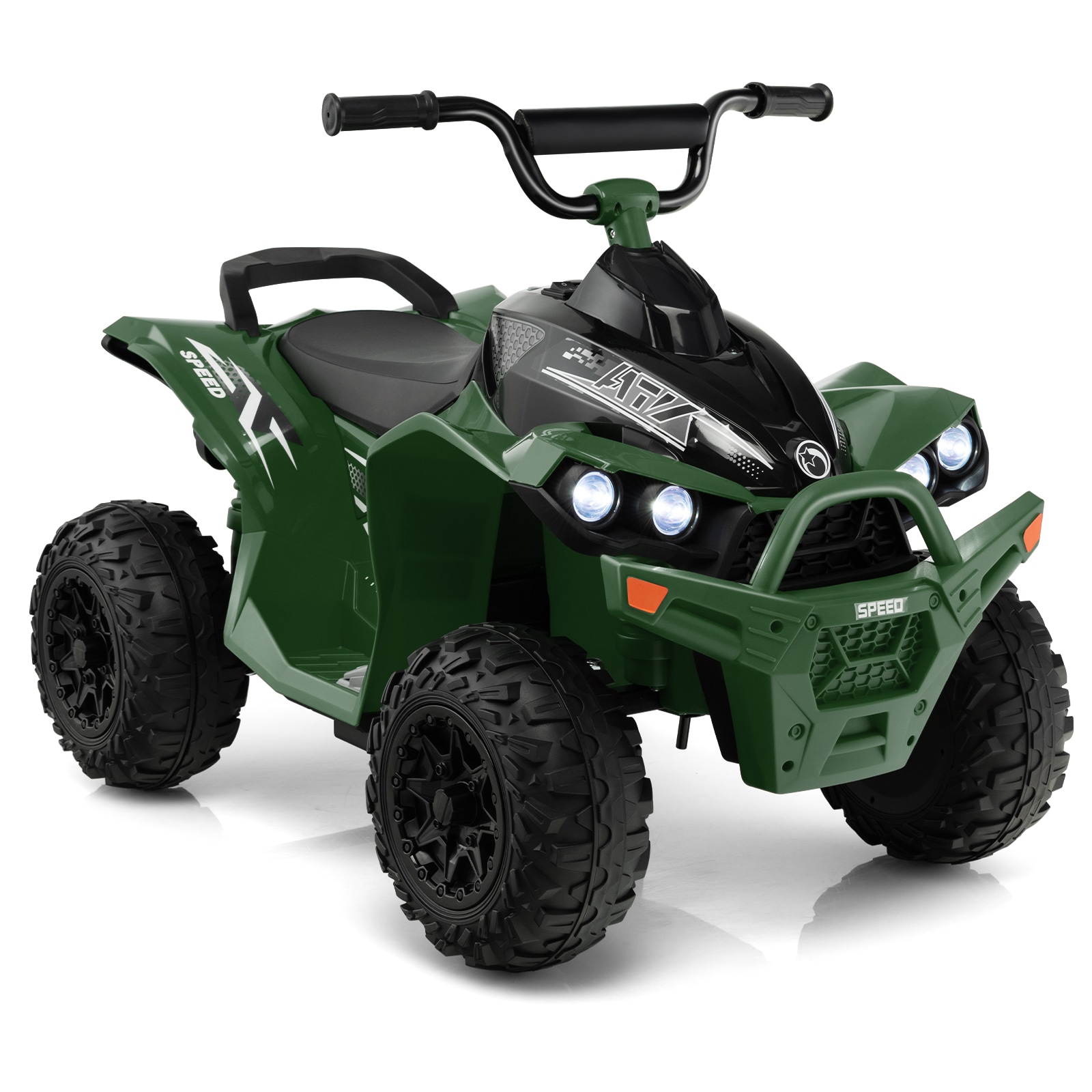Slickblue D-CO-NG-SU22101QT 12V Ride On ATV for Kids (Battery Included and Charger Included) Electric Vehicle with LED Lights Music Horn Outdoor Play- Army Green