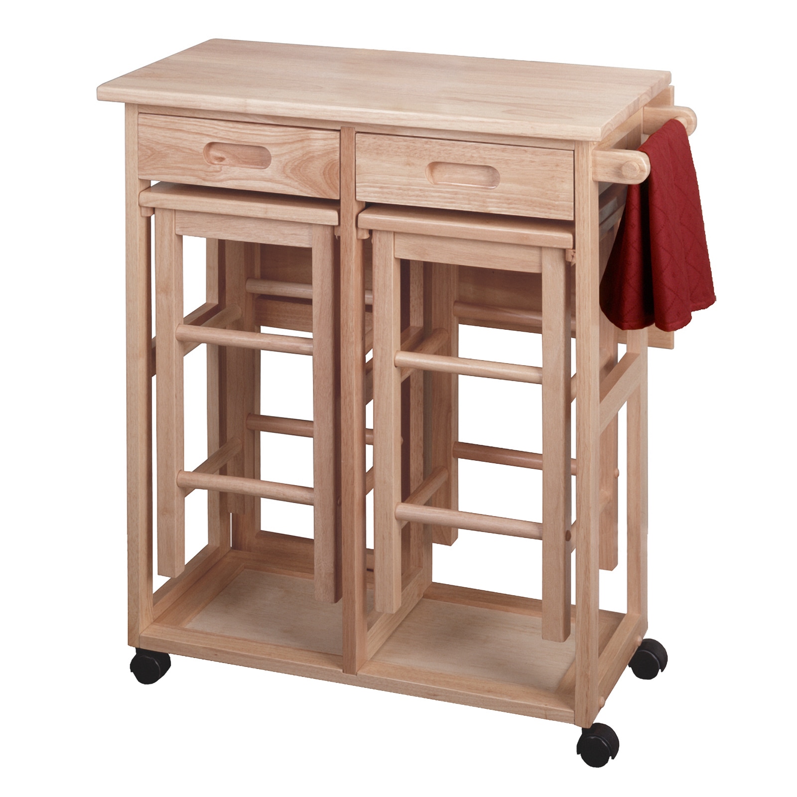 Natural Light Wood Drop Leaf Bar Table with Stools