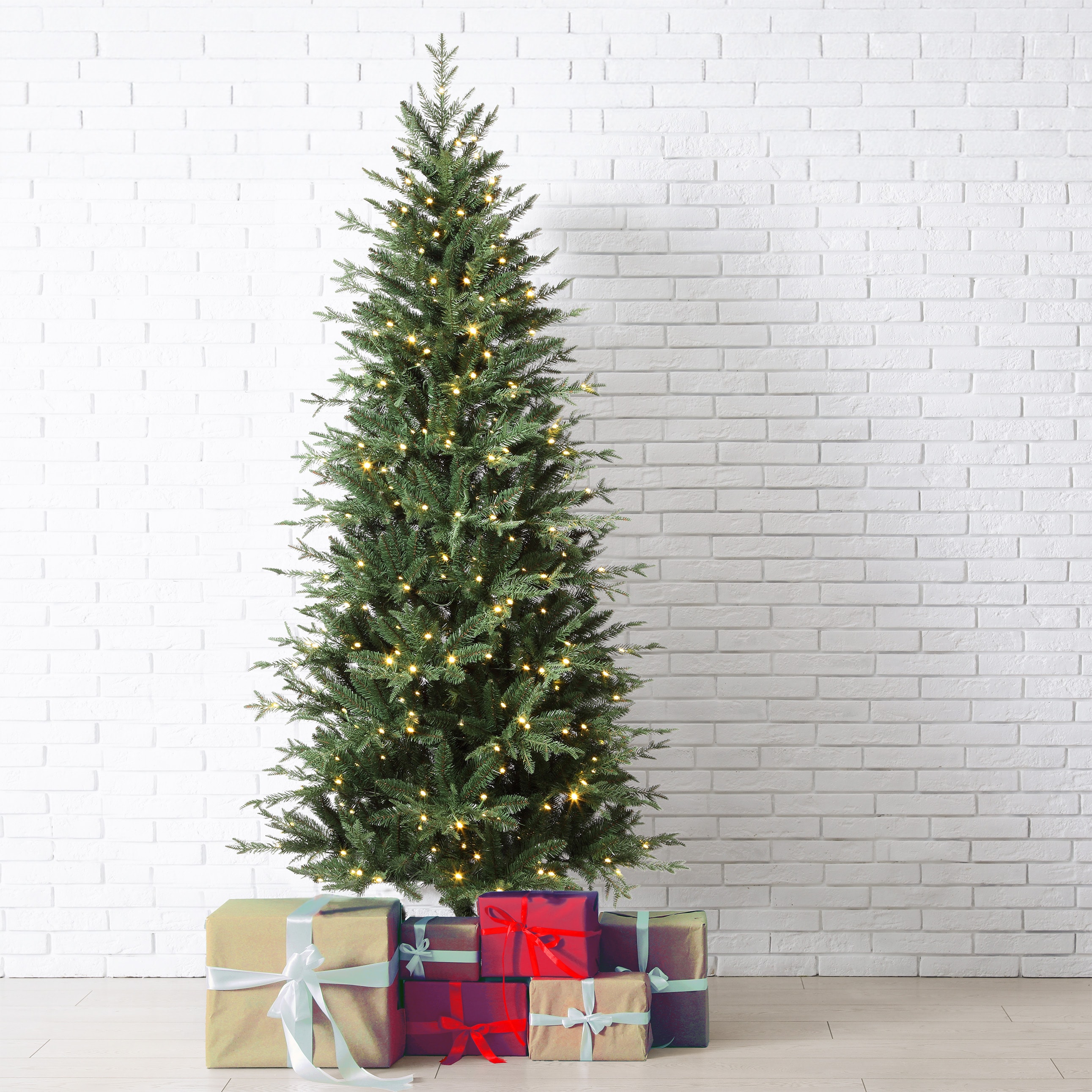 6.5' Green Fir Artificial Christmas Tree with Multicolor LED Lights