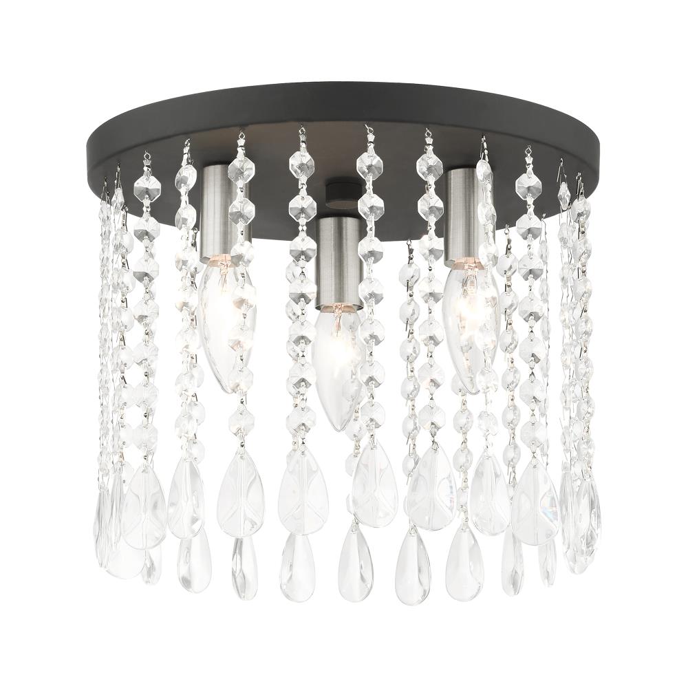 Livex Lighting 51067-04 Elizabeth 3 -Light 11-in Matte Black Flush Mount Light