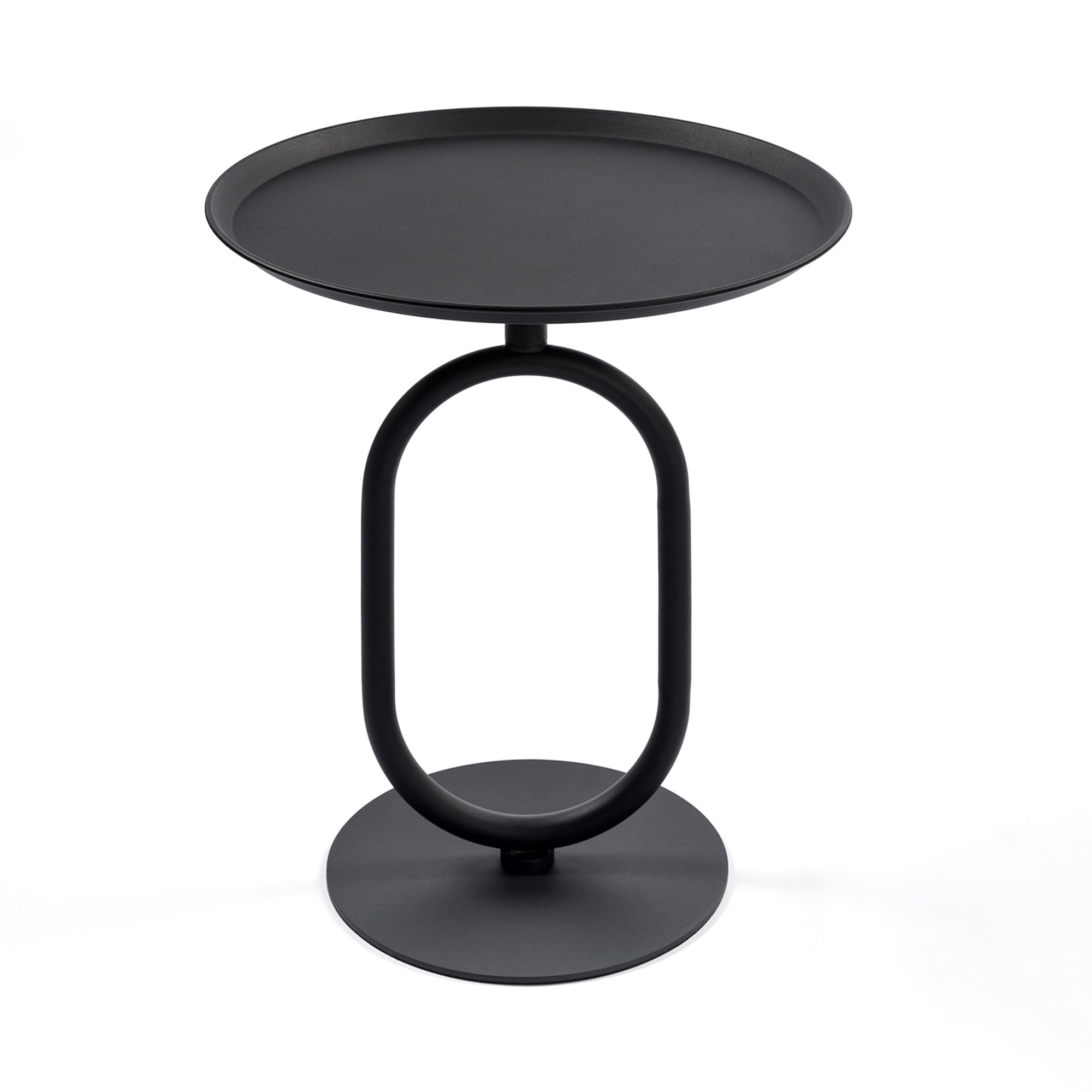 SINOFURN SYB930017GY 18.9-in W x 21.2-in H Black Metal Round Modern End Table Assembly Required