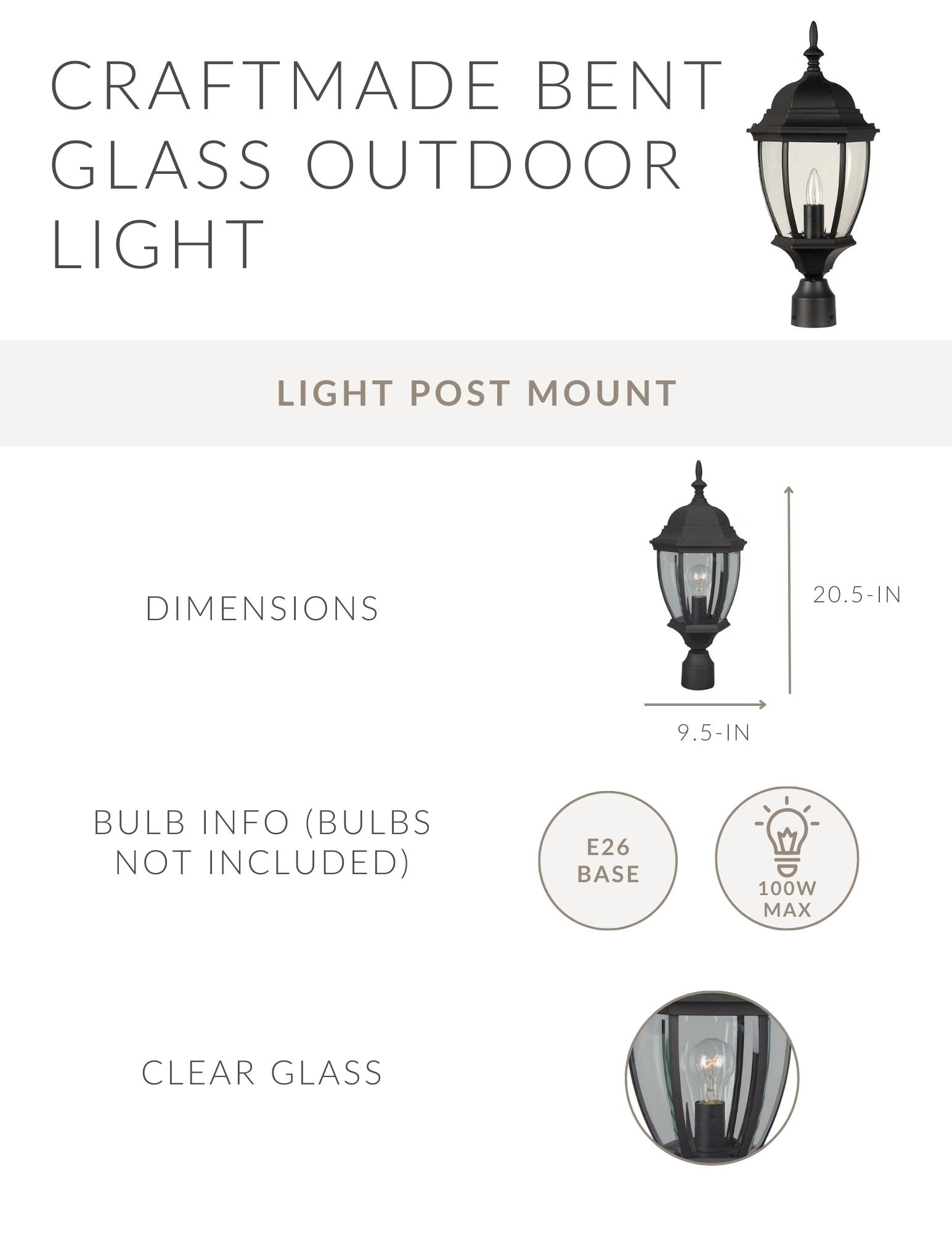 Matte Black Traditional Outdoor Lantern with Clear Glass Shade