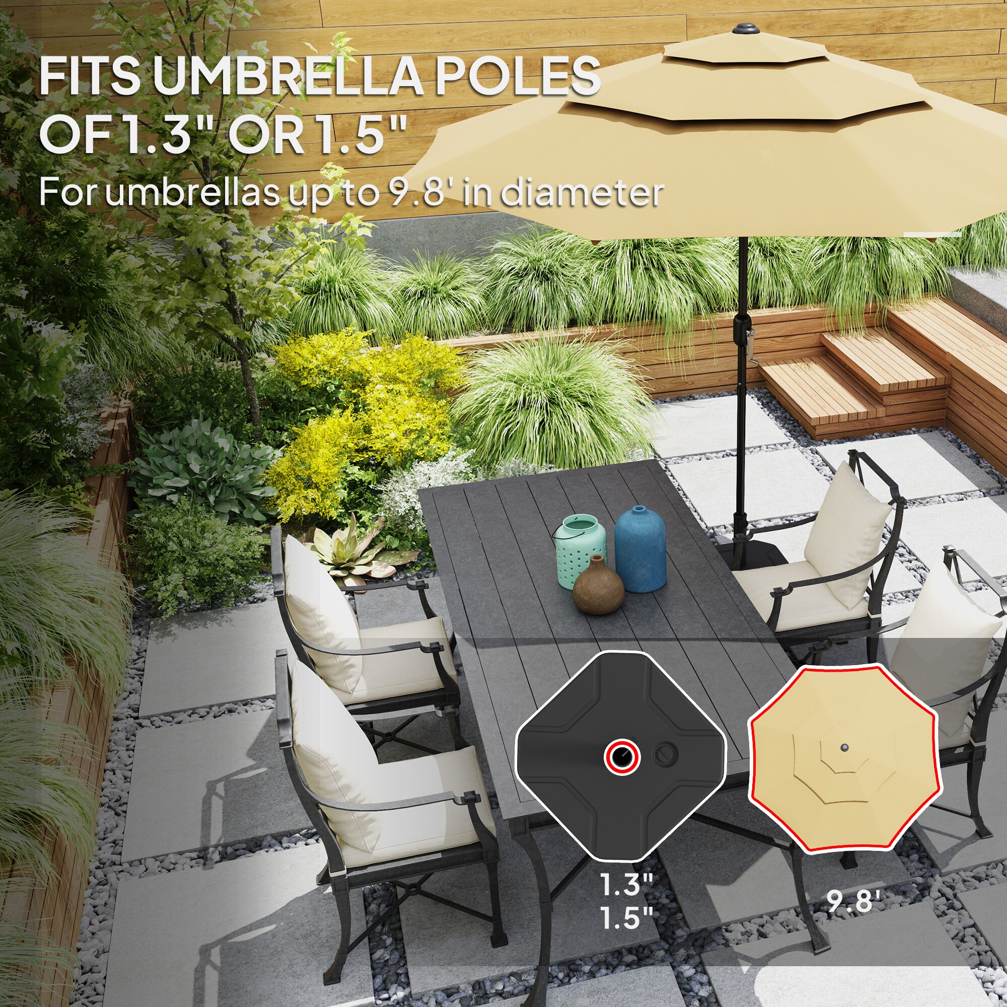 Outsunny 84D-372V00BK Umbrella-Bases - View #6