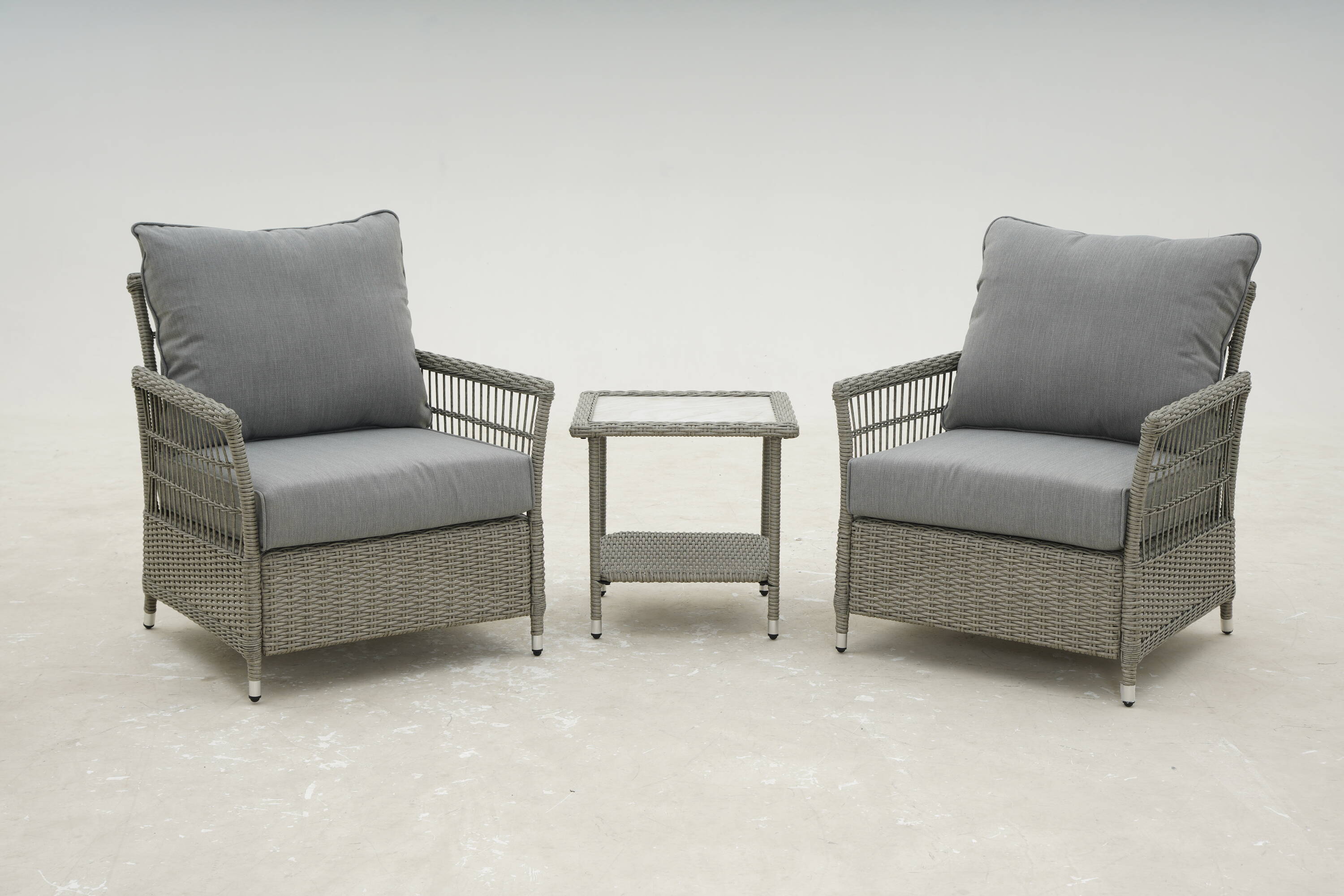 GRAND PATIO 535.0700.001 3 -Piece Wicker Patio Conversation Set with Gray Cushions