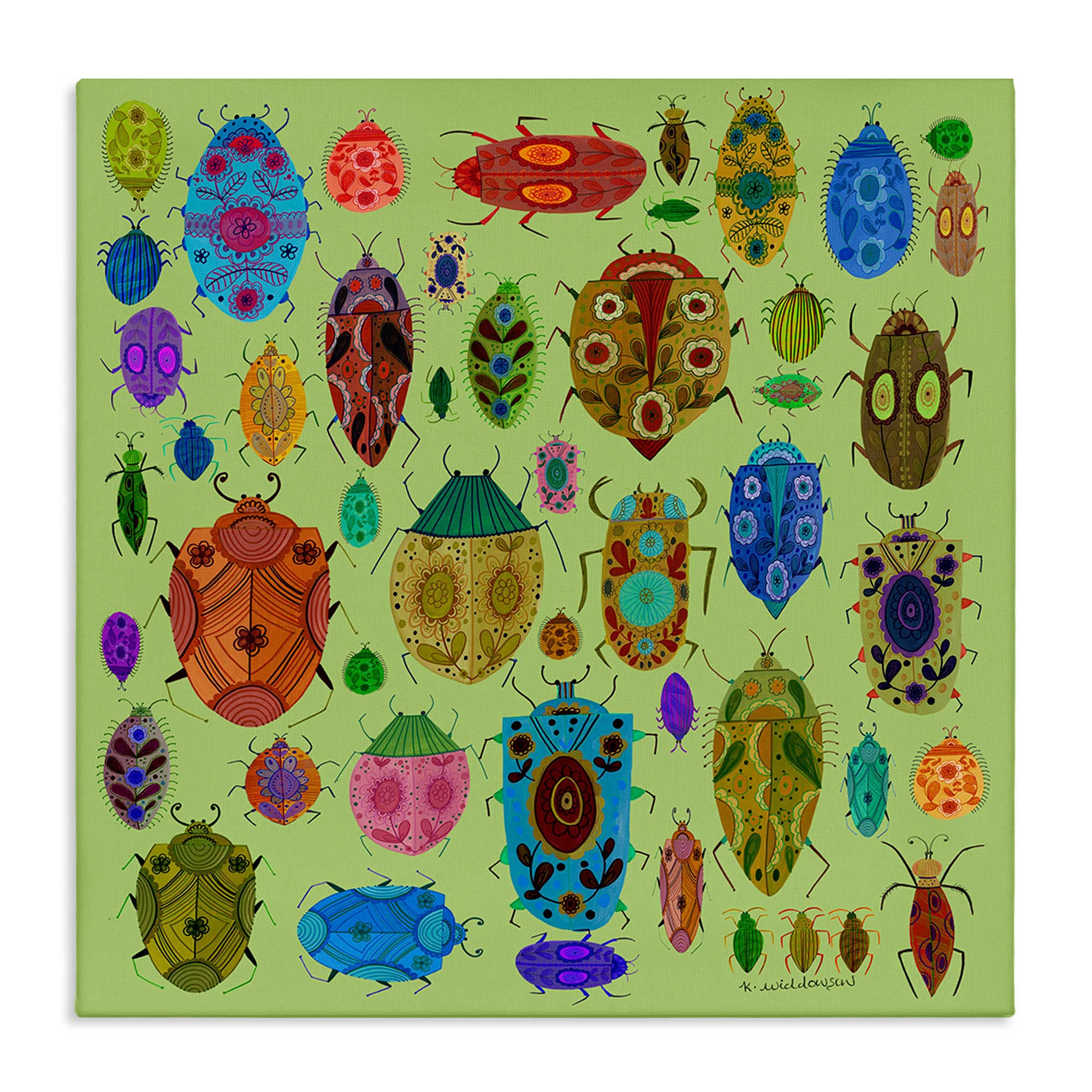 Stupell Industries BS-596-CN-36X36 Flowery Bugs and Insects Canvas Wall Art By Kay Widdowson 36 x 36