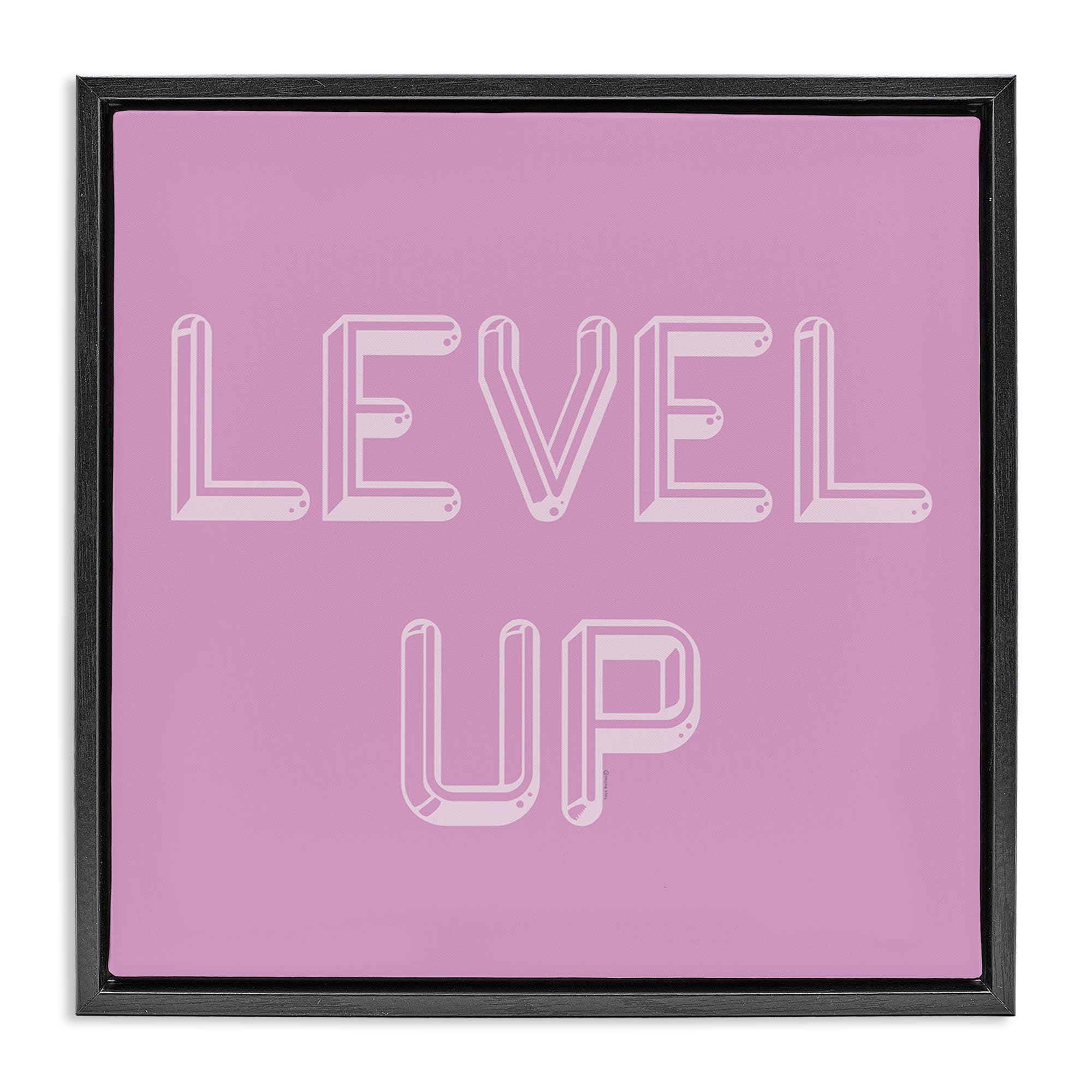 Stupell Industries BS-723-FFB-24X24 Level Up Purple and White Black Framed Floater Canvas Wall Art By Yass Naffas Designs 25 x 25