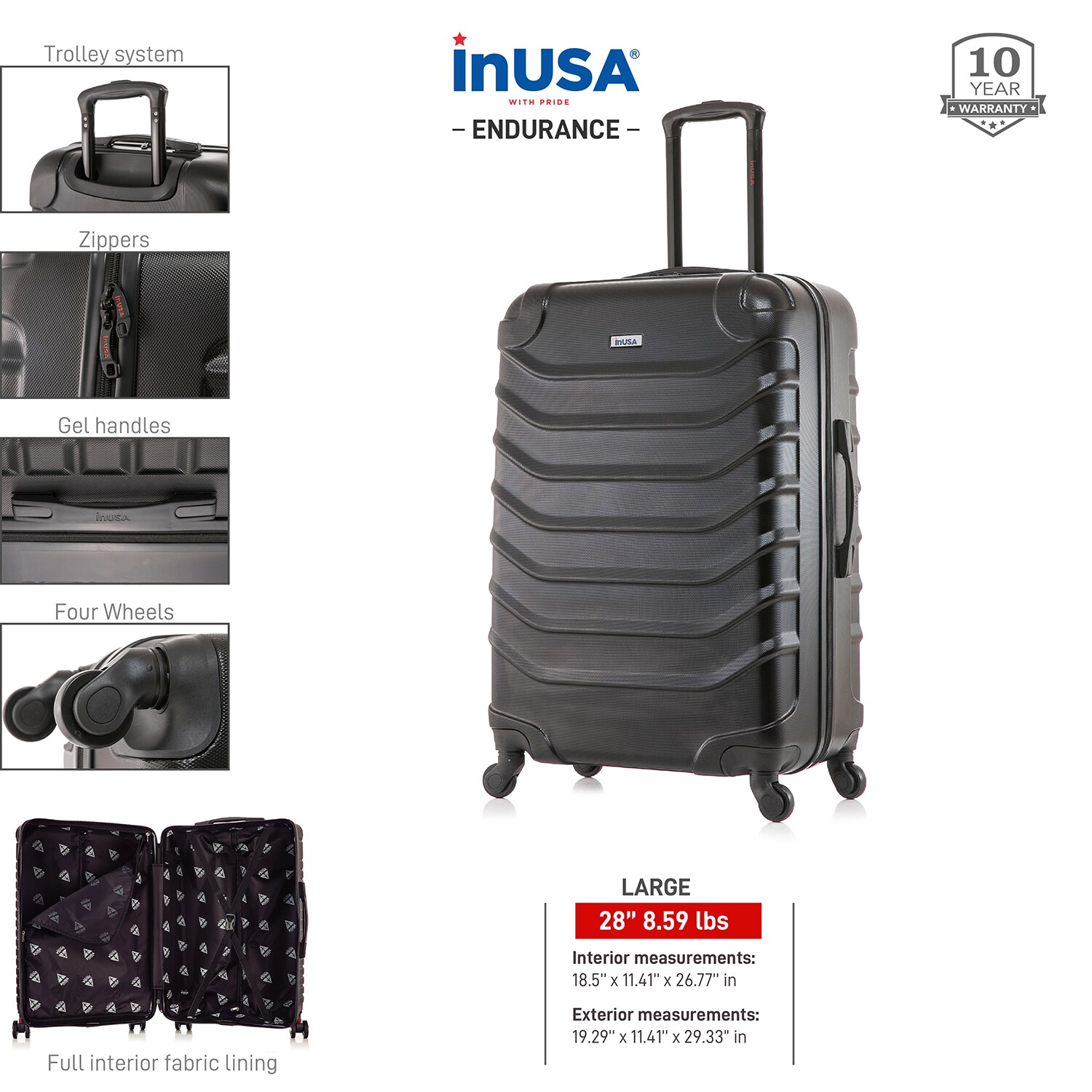 InUSA IUEND00L-BLK Luggage-And-Luggage-Sets - View #3