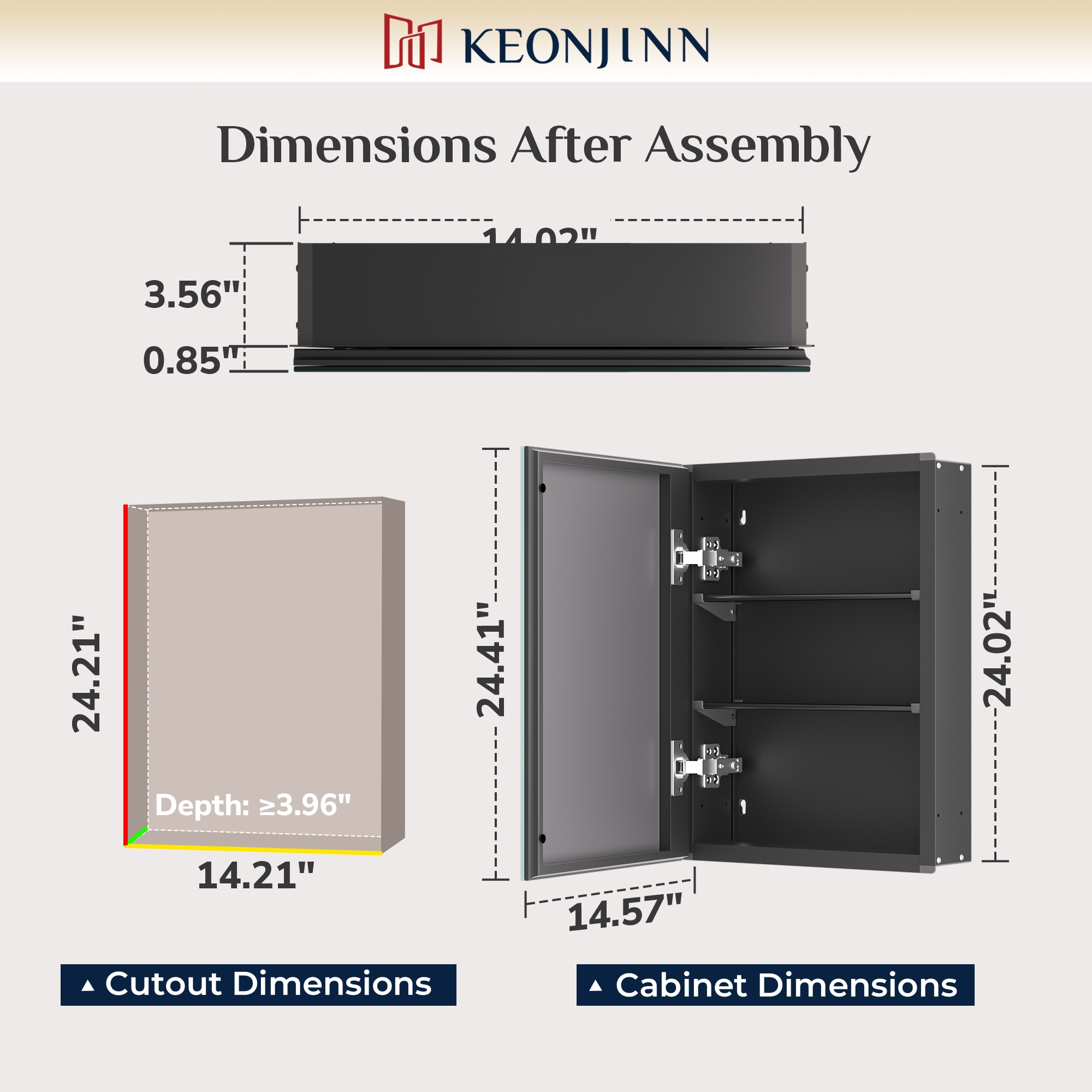 Keonjinn LW-JG-FXFJP-3561-BK Bathroom-Medicine-Cabinets - View #4