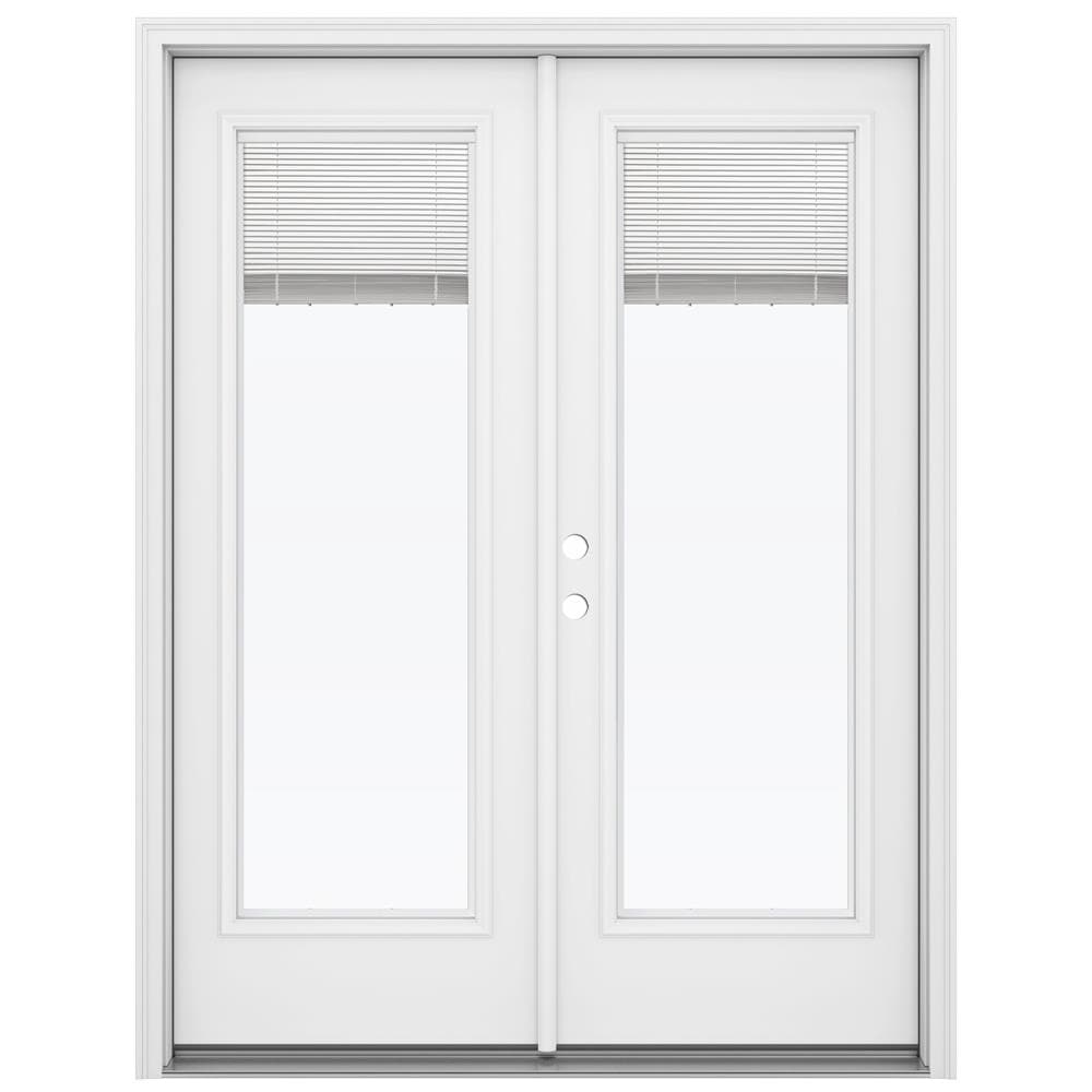 Jeld Wen 60 In X 80 Low E Blinds Between The Glass Primed Steel French Right Hand Inswing Double Patio Door Brickmould Included Doors Department At Lowes Com
