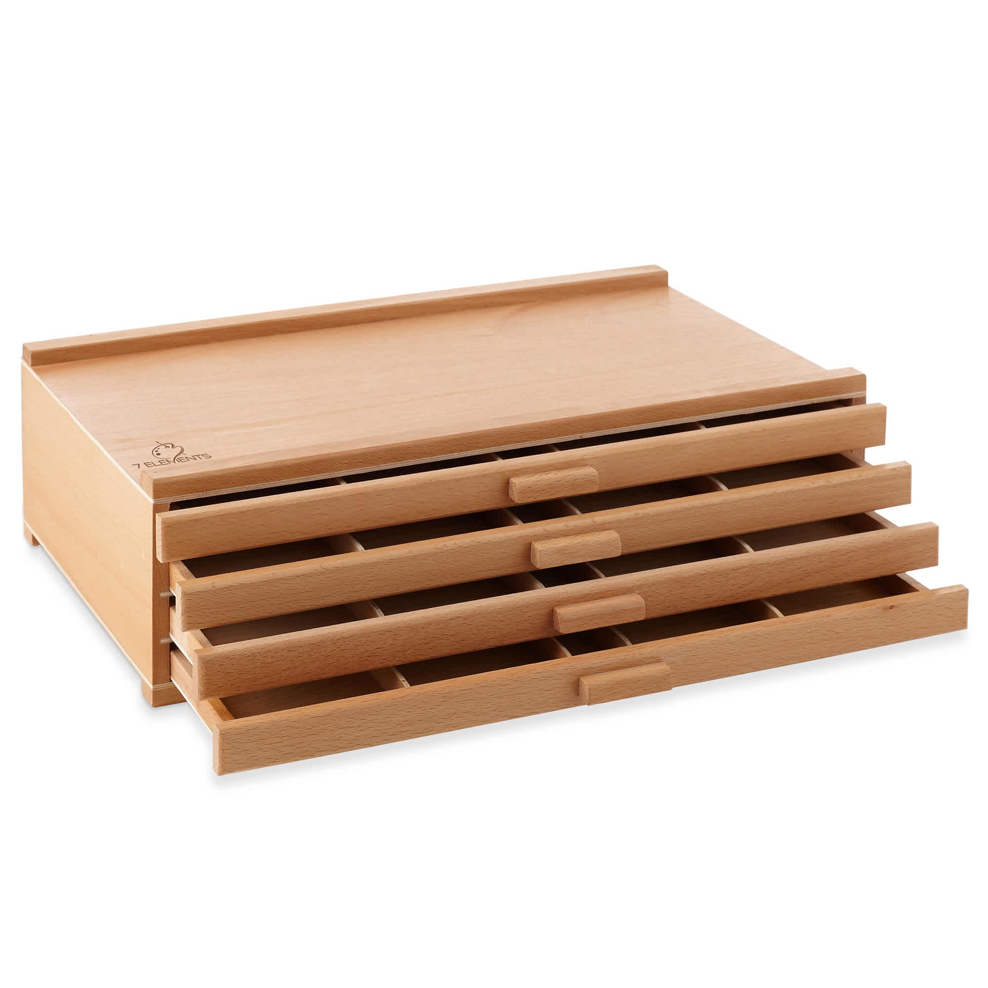 7 Elements ART-BX-WD44 4 Drawer Beechwood Artist Storage Supply Tool Box