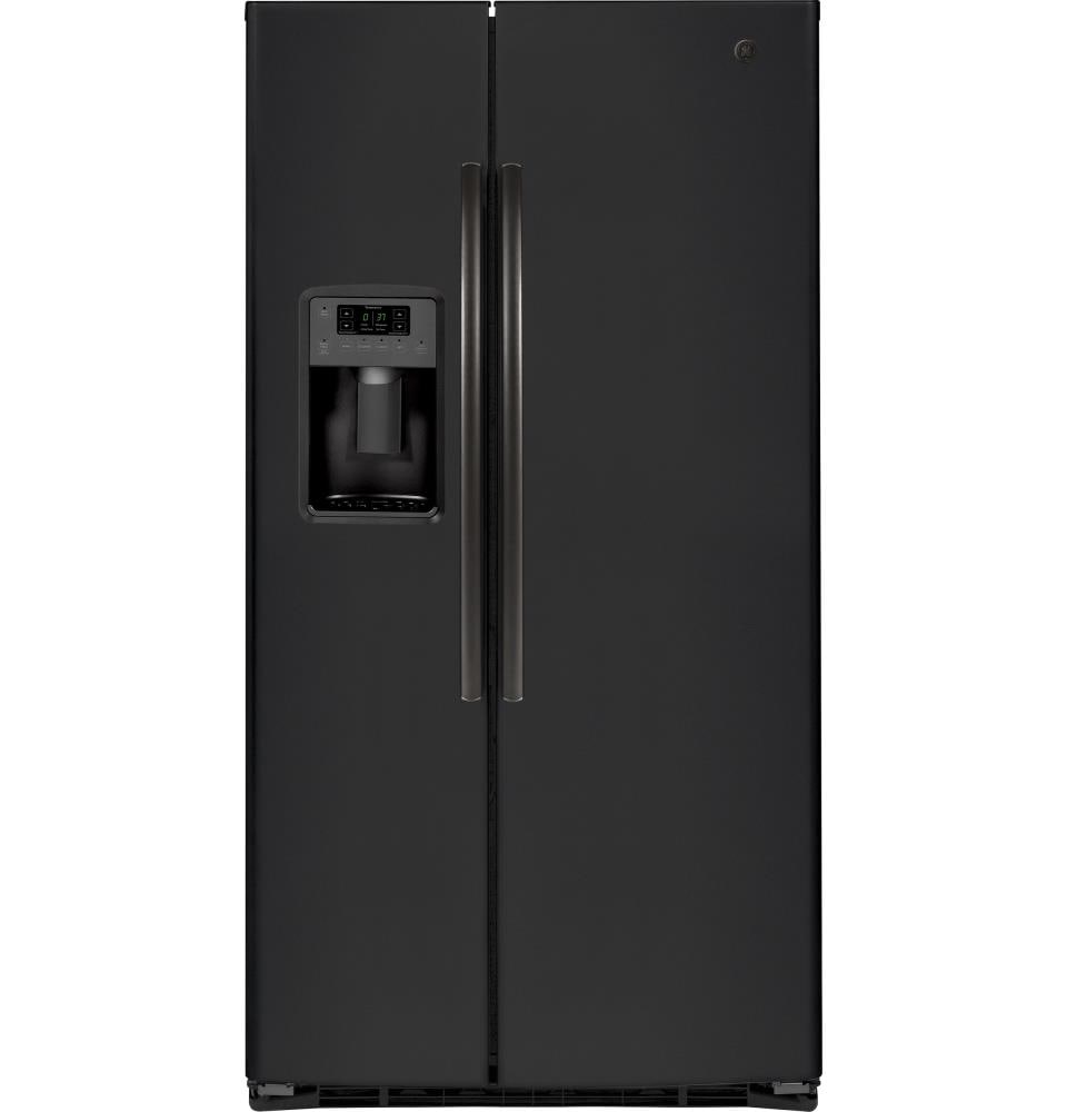 GE 25.3-cu ft Side-by-Side Refrigerator with Ice Maker (Black Slate ...