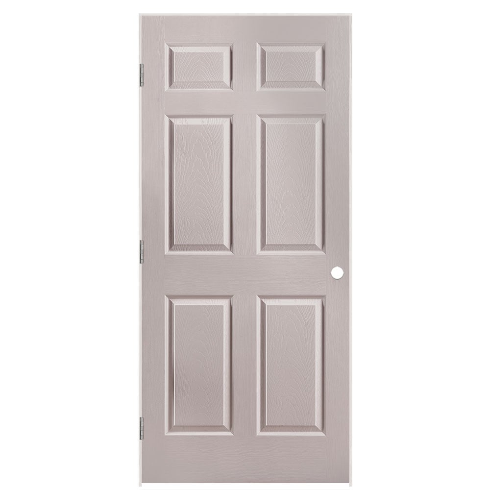 Masonite 1316935 36-in x 80-in Driftwood Solid core 6-panel Right hand Textured Prefinished Molded composite Flat Jamb Single Prehung Interior Door