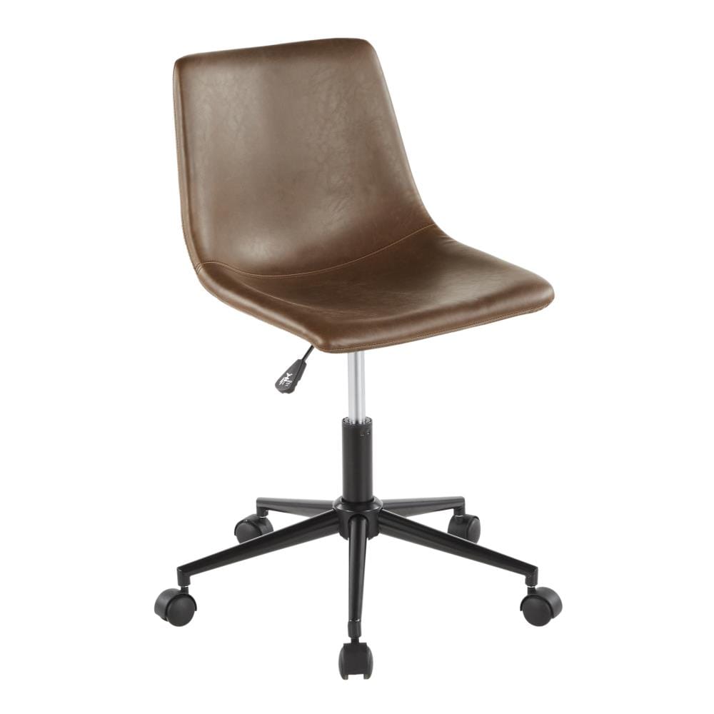 swift brown faux leather adjustable swivel task chair