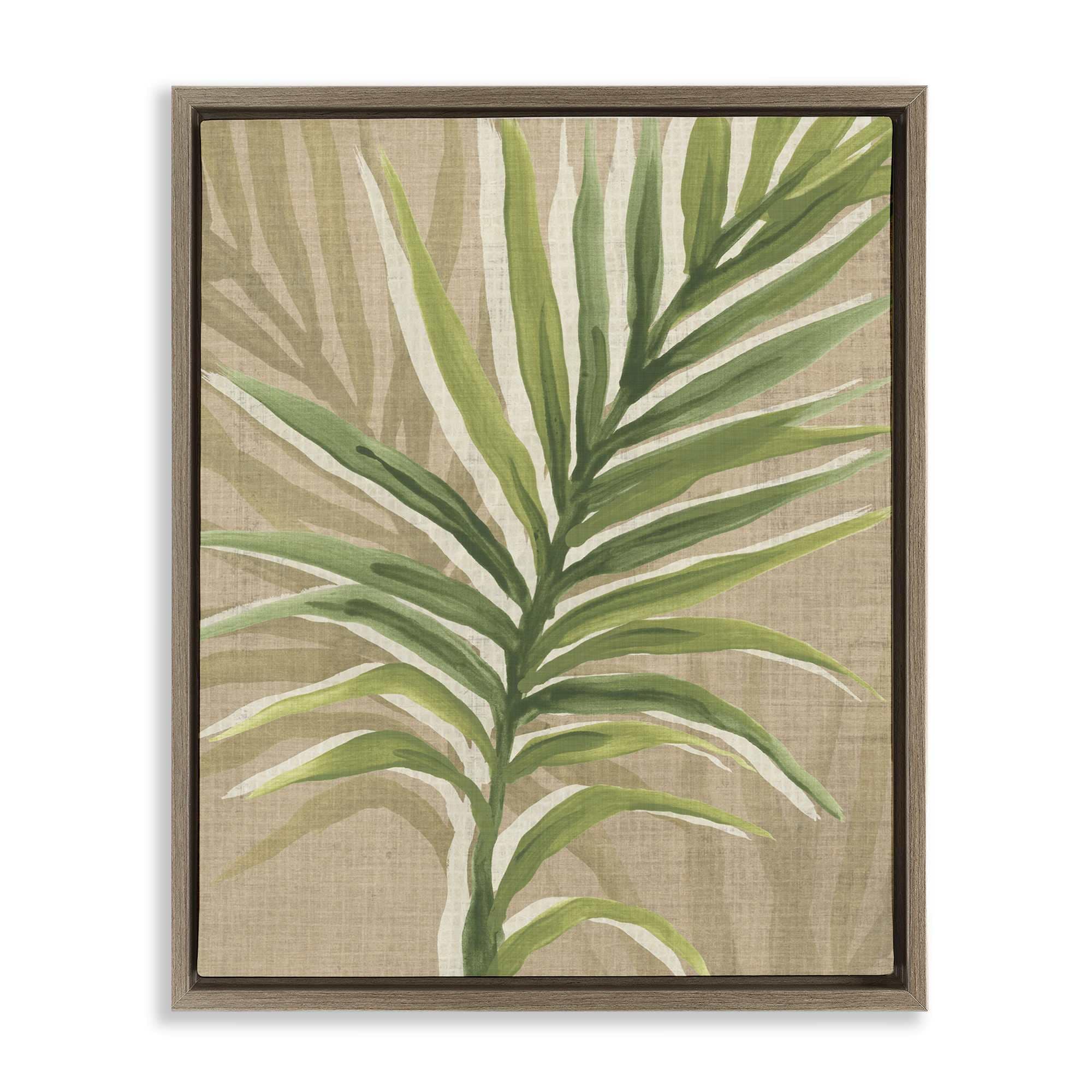 Stupell Industries BS-396-FFE-16X20 Rustic Palm Plant Brown Framed Floater Canvas Wall Art By June Erica Vess 17 x 21
