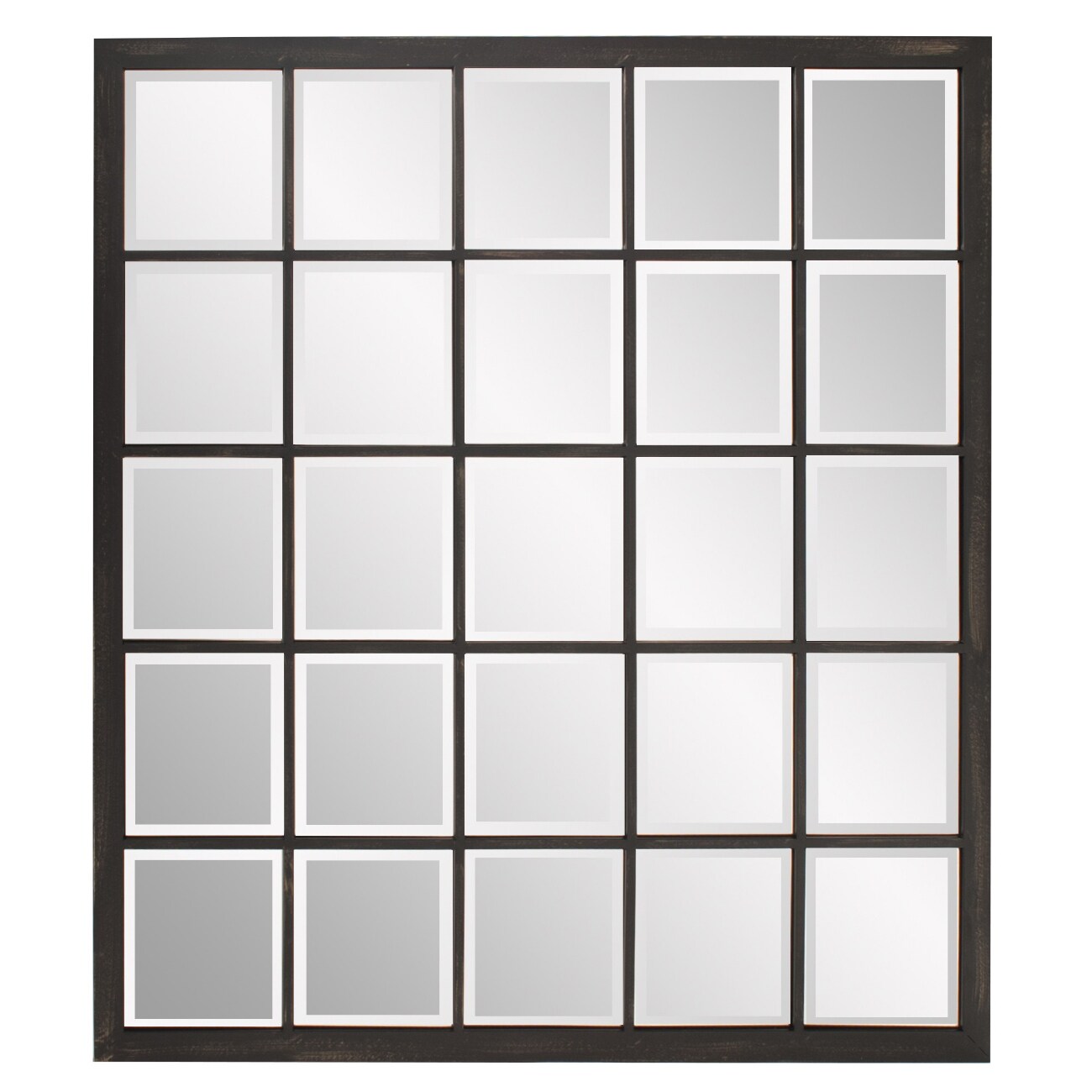 HomeRoots 4000383709 34-in W x 38-in H Black Beveled Wall Mirror