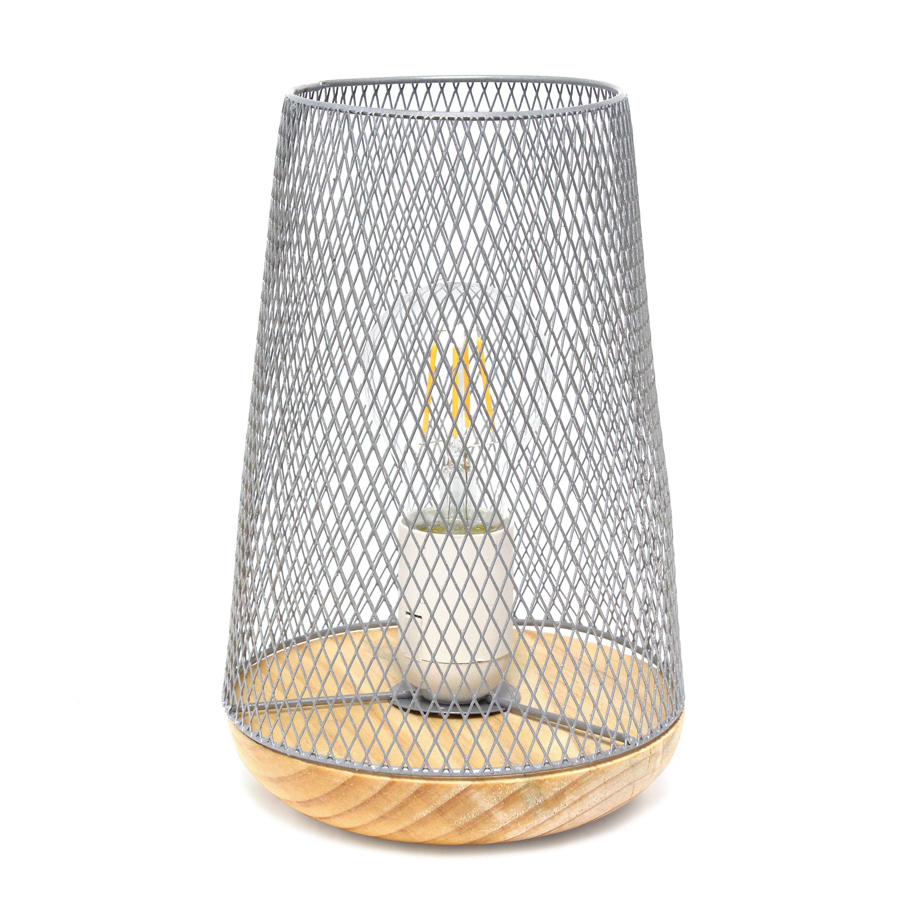 Simple Designs LT1074-GRY 9-in Gray Table Lamp with Metal Shade