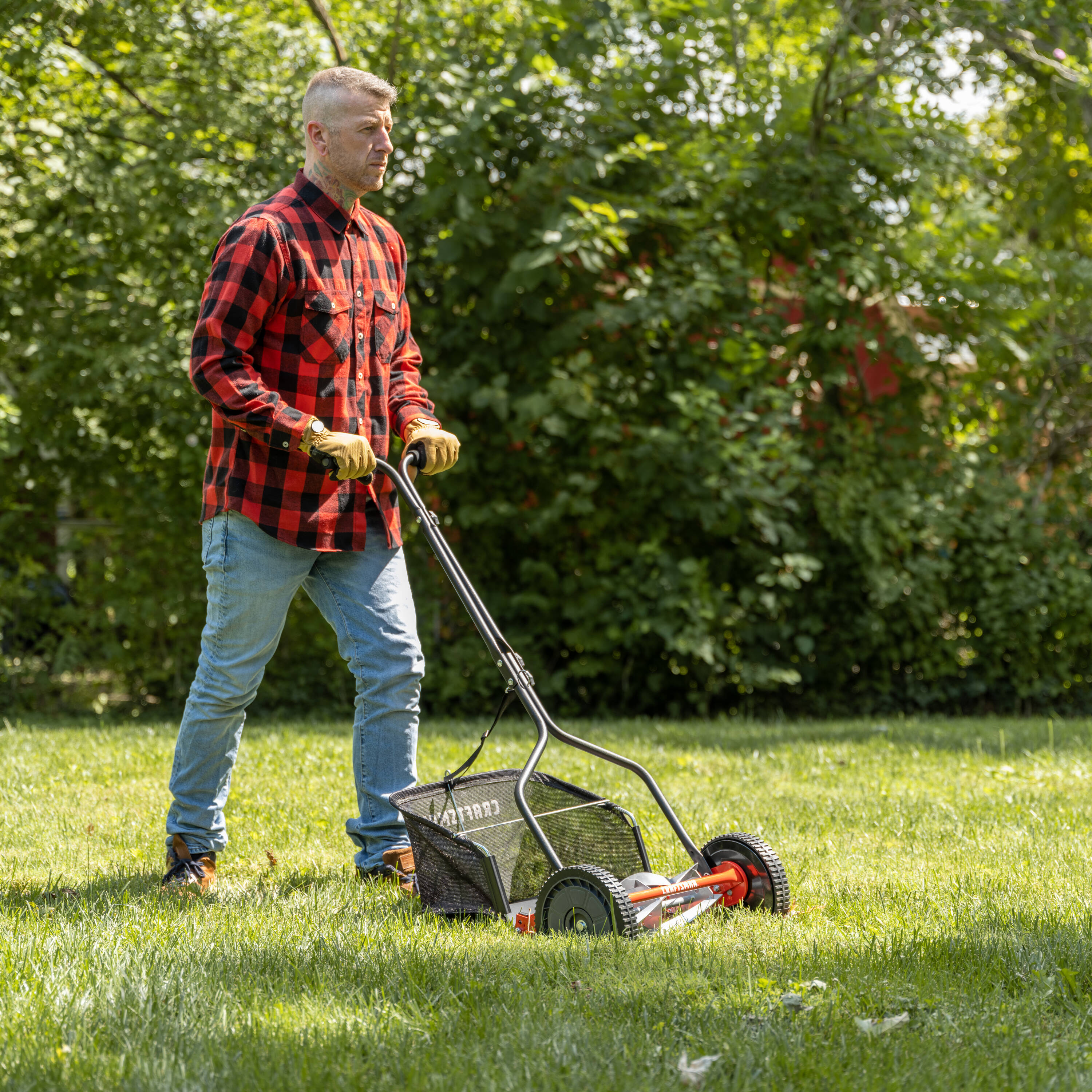 Greenworks 20-inch 5-Blade Push Reel Lawn Mower with Grass Catcher
