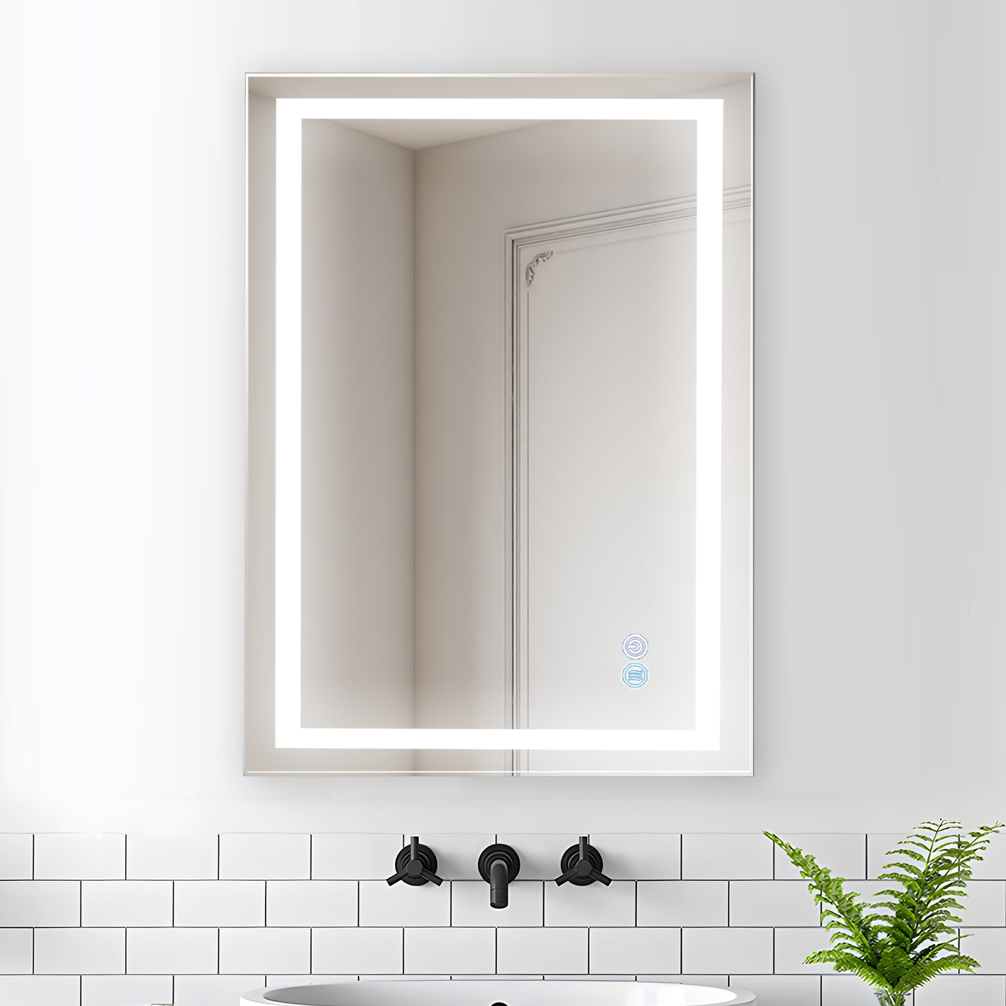 Edvivi WL2432 32-Inches x 24-Inches Polished Frameless Rectangle Dimmable Lighted Fog Free Bathroom Vanity Mirror ( Clear )